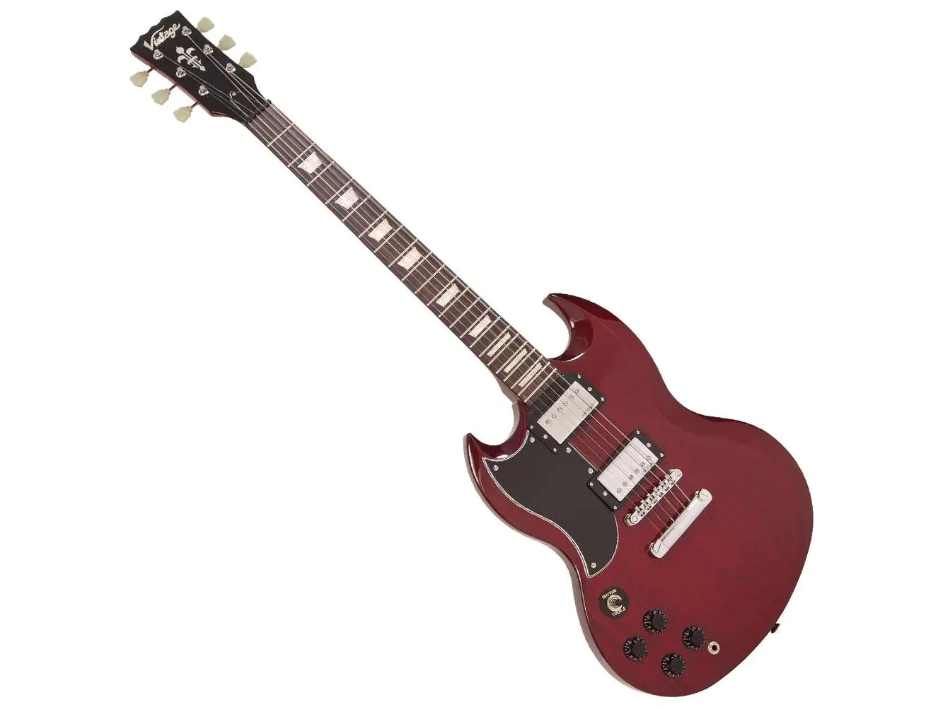 Vintage VS6 ReIssued Electric Guitar ~ Left Hand Cherry Red