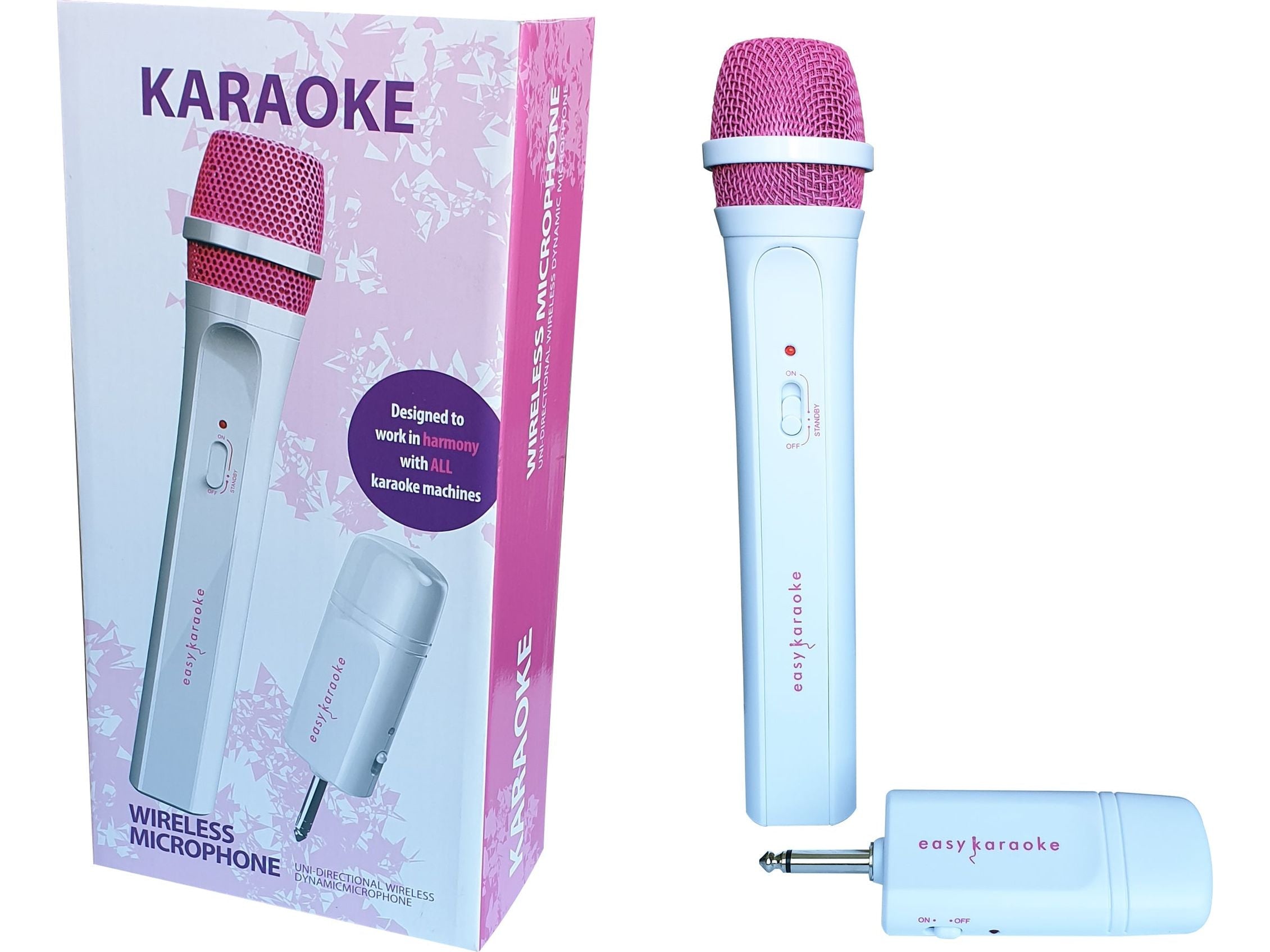 Easy Karaoke Wireless Microphone ~ Pink/White