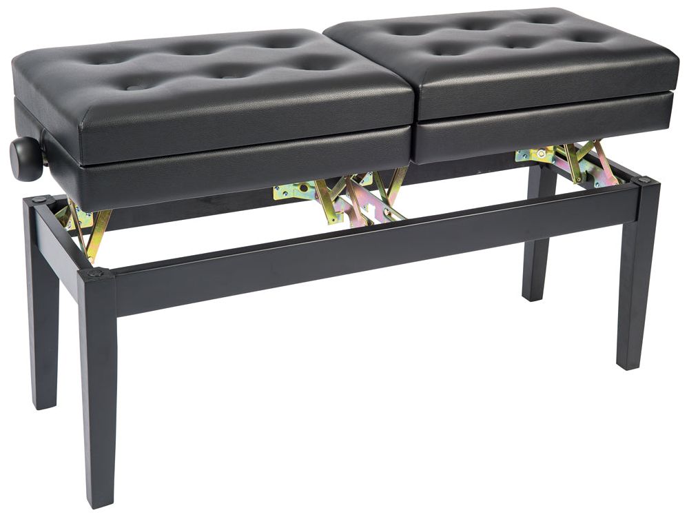 Kinsman Double Adjustable Piano Bench with Storage ~ Satin Black