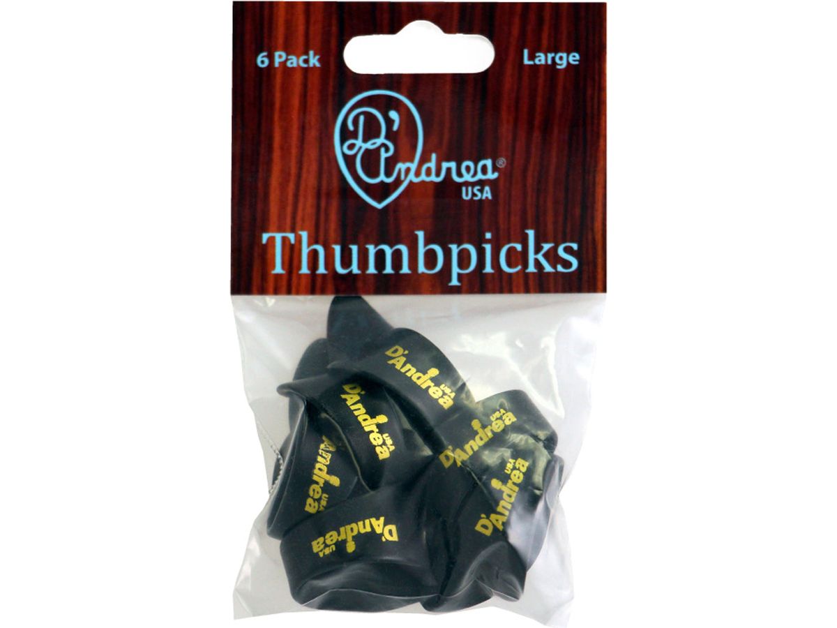 D'Andrea Large Thumb Pick Pack ~ Black ~ 6 Picks