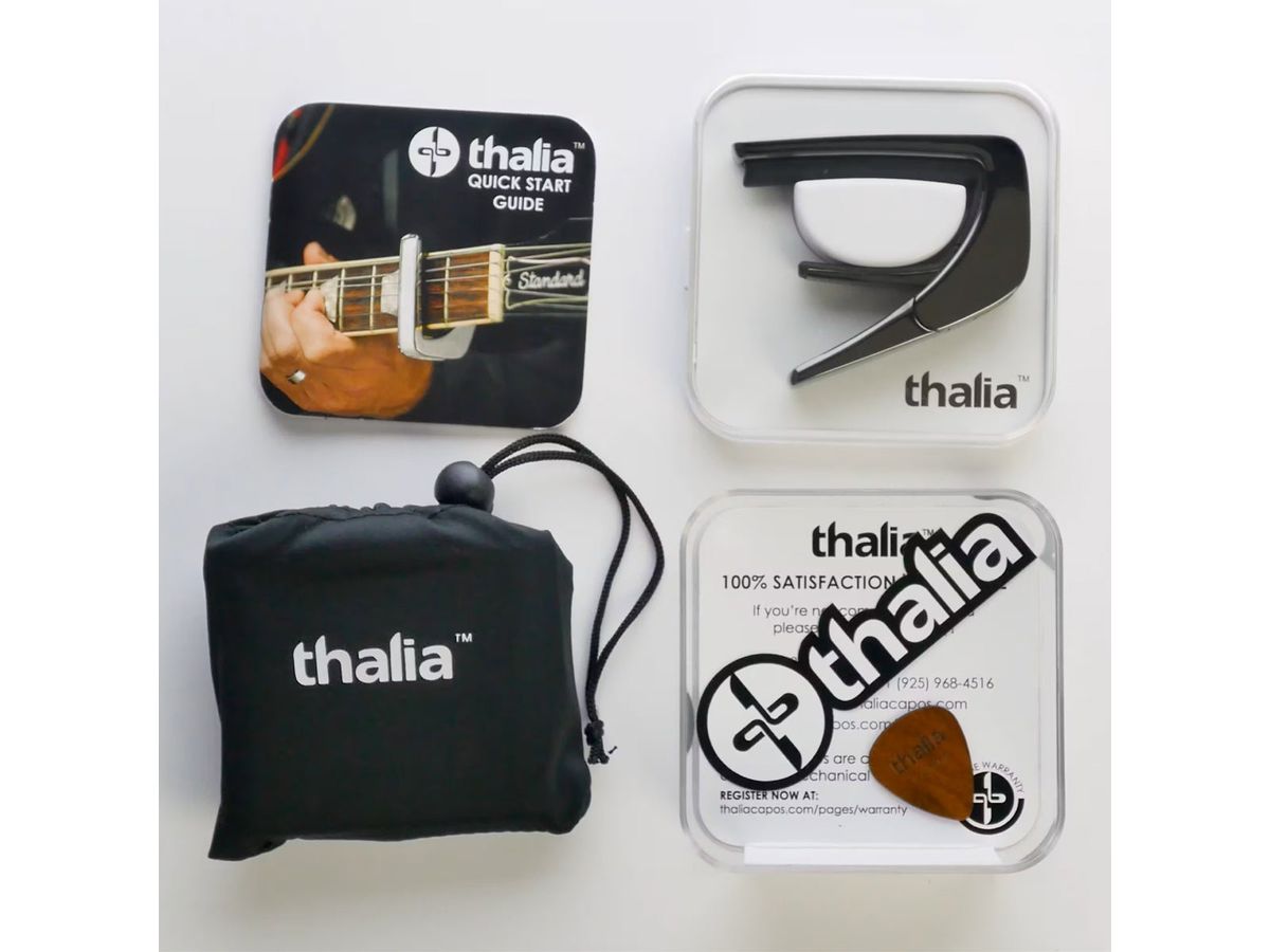 Thalia Exotic Series Shell Collection Capo ~ Chrome with Teal Angel Wing Inlay