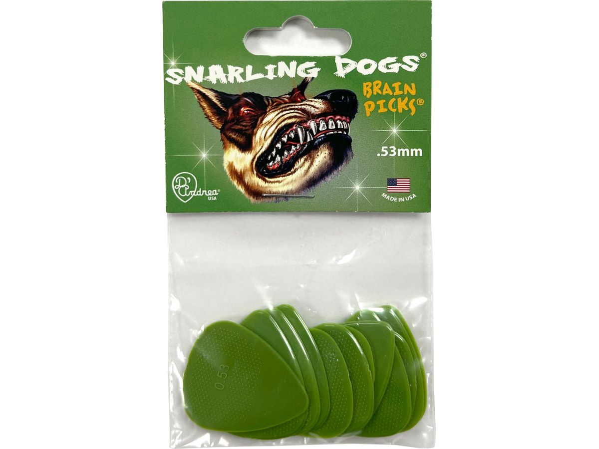 D'Andrea 351 Snarling Dogs Brain Green Pick Pack ~ Thin ~ 12 Picks