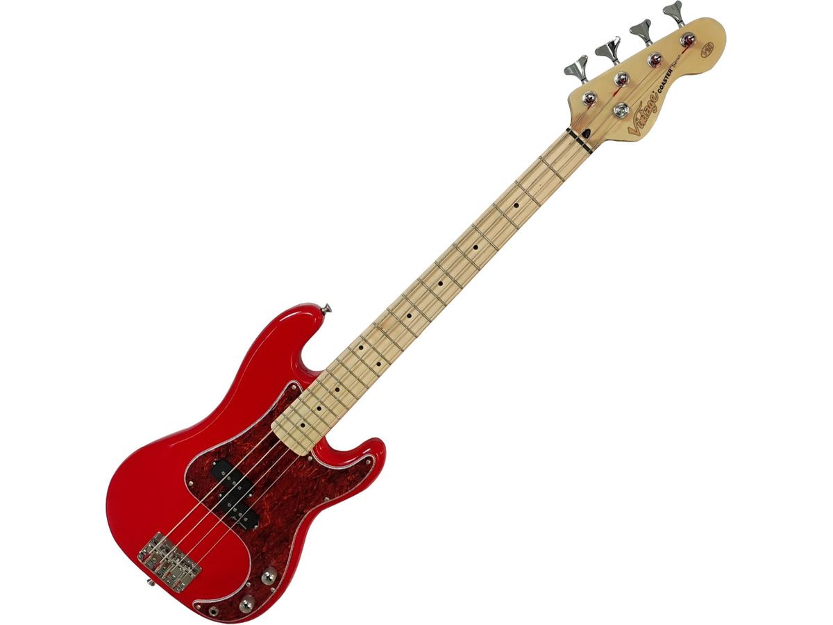 Vintage V30 Maple 7/8 Size Coaster Series Bass Guitar ~ Gloss Red