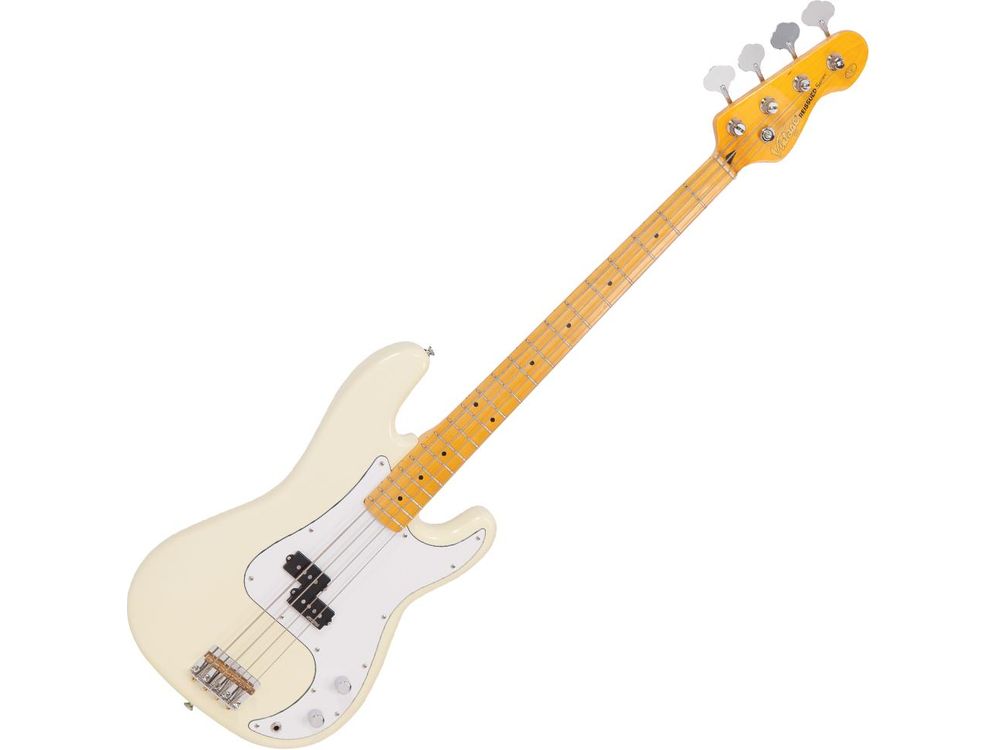 Vintage V4 ReIssued Maple Fingerboard Bass ~ Vintage White