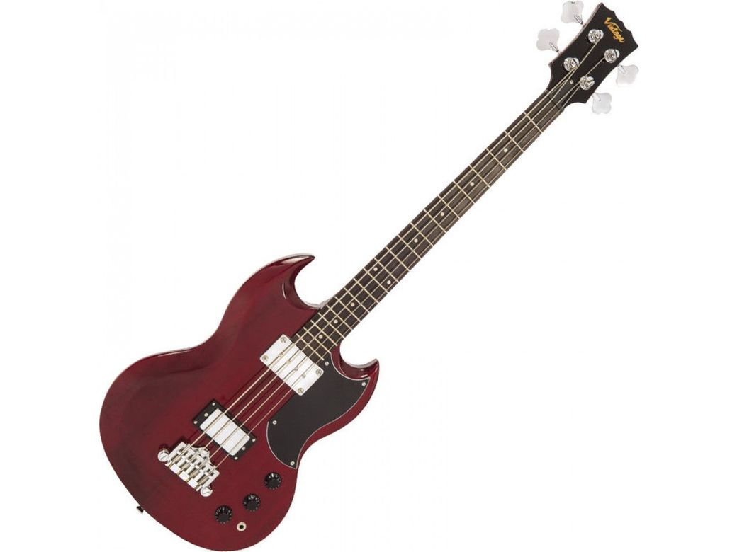 Vintage VS4 ReIssued Bass Guitar ~ Cherry Red