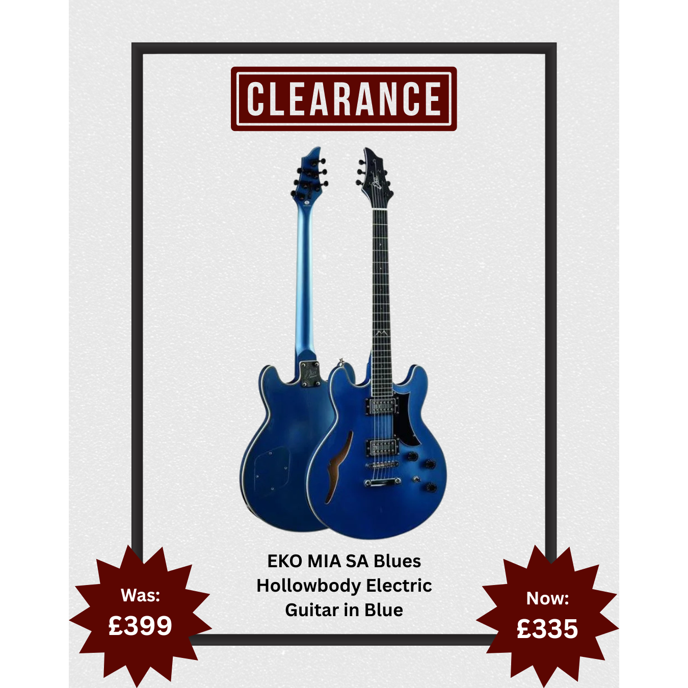 EKO MIA SA Blues Hollowbody Electric Guitar in Blue