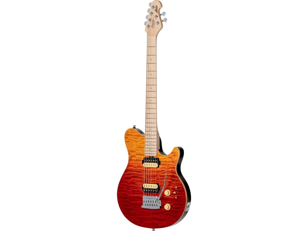 Sterling by Music Man Sub Axis in Spectrum Red Quilted Maple with Maple Neck