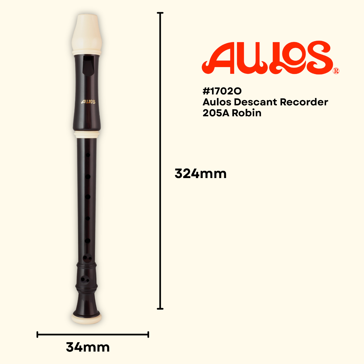 Aulos Descant Recorder 205A Robin Premium School Recorder