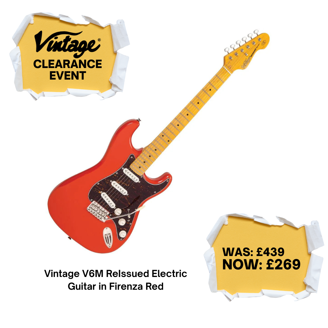 Vintage V6M ReIssued Electric Guitar in Firenza Red