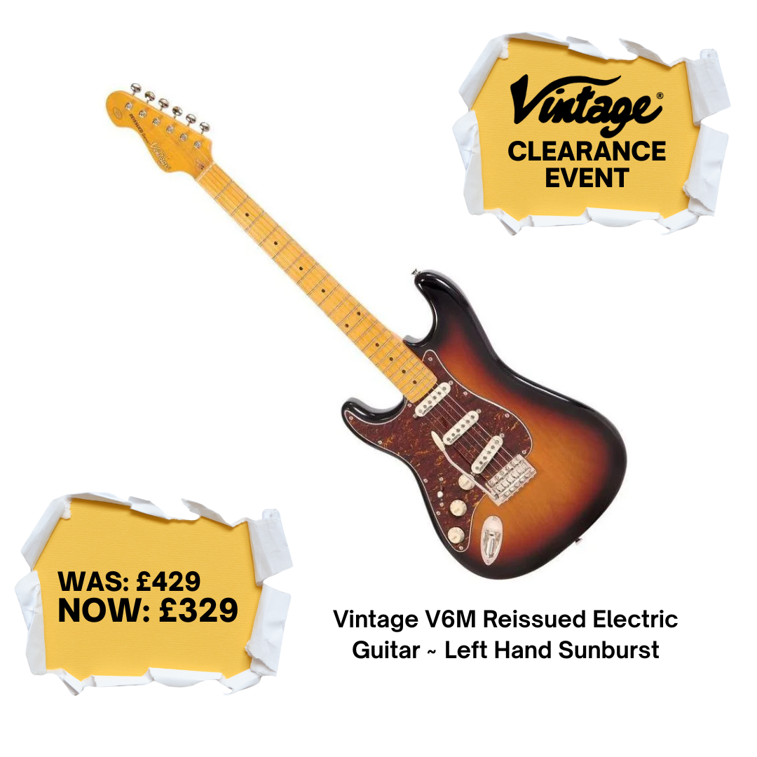 Vintage V6M Reissued Electric Guitar ~ Left Hand Sunburst