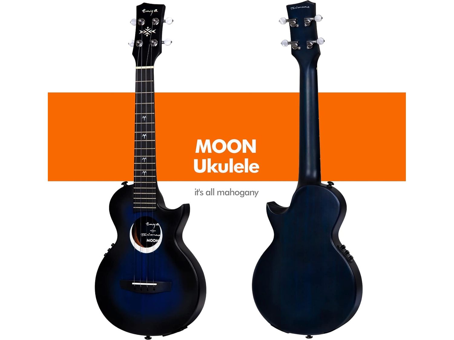 Enya Moon Taimane Signature Electro-Acoustic Tenor Ukulele - Blue