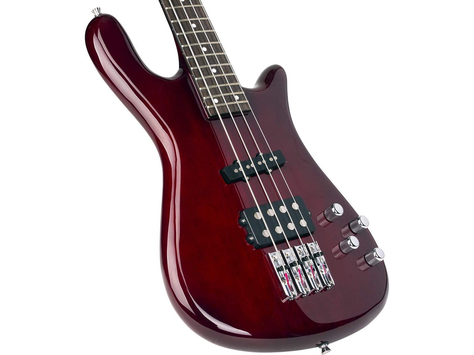 SX Electric Bass Guitar Arched Body in Wine Red Finish