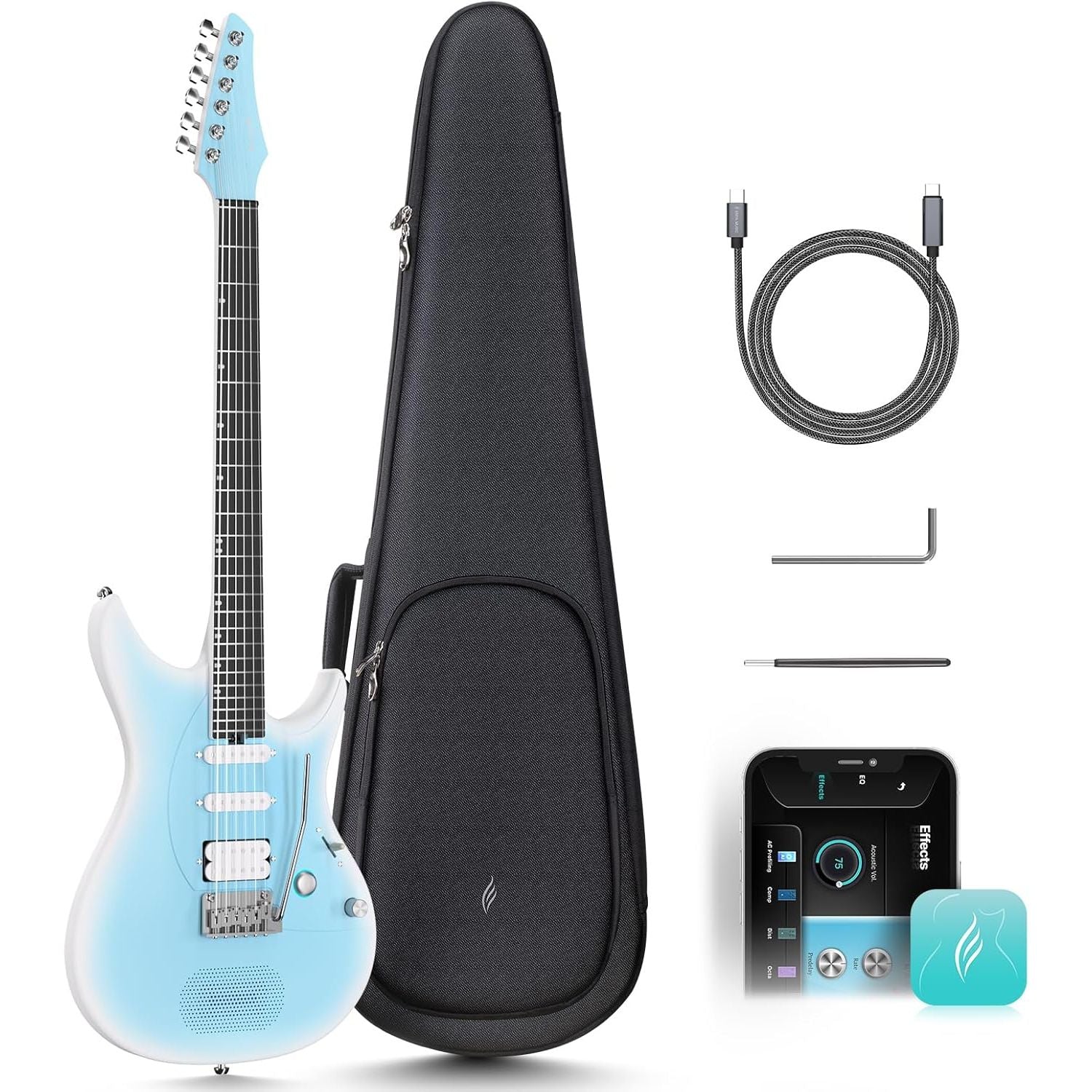 Enya Inspire Electric Smart Guitar in Light Blue