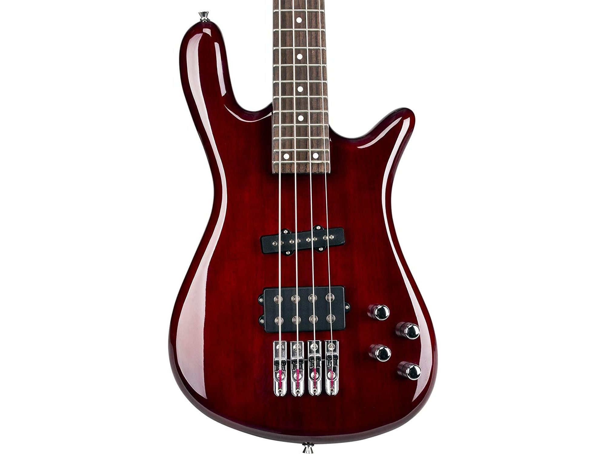 SX Electric Bass Guitar Arched Body in Wine Red Finish