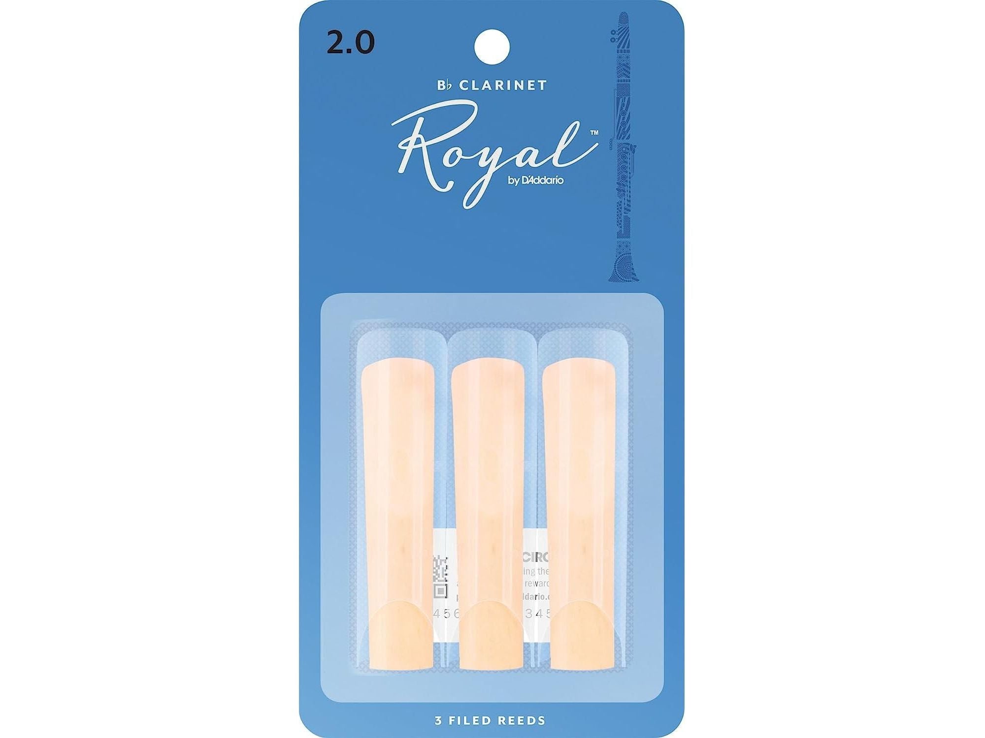 Rico RCB0320 2.0 Strength Reeds for Bb Clarinet, 3 Pack