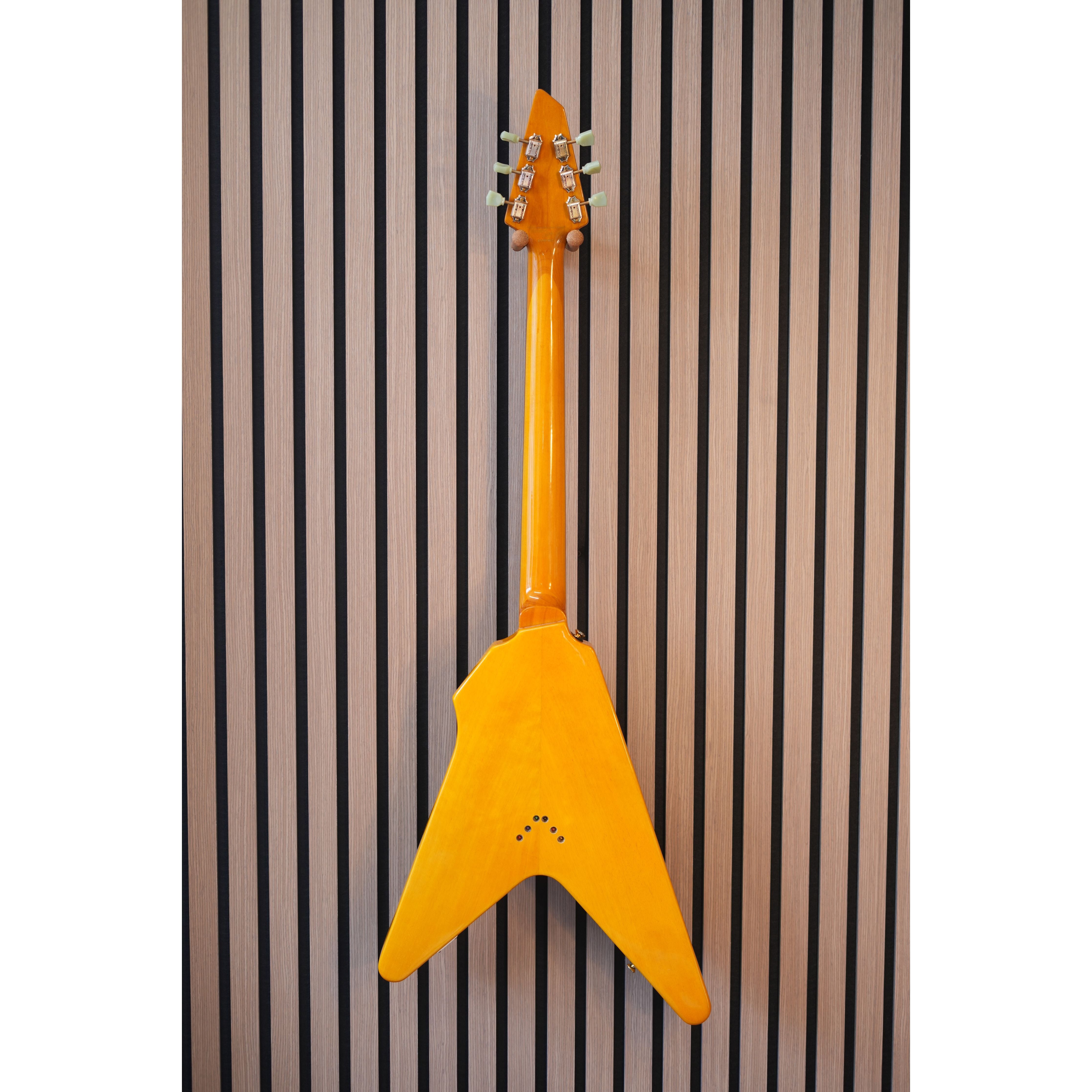 Vintage V60 "Flying V" Electric Guitar in Trans Amber Pre-Owned