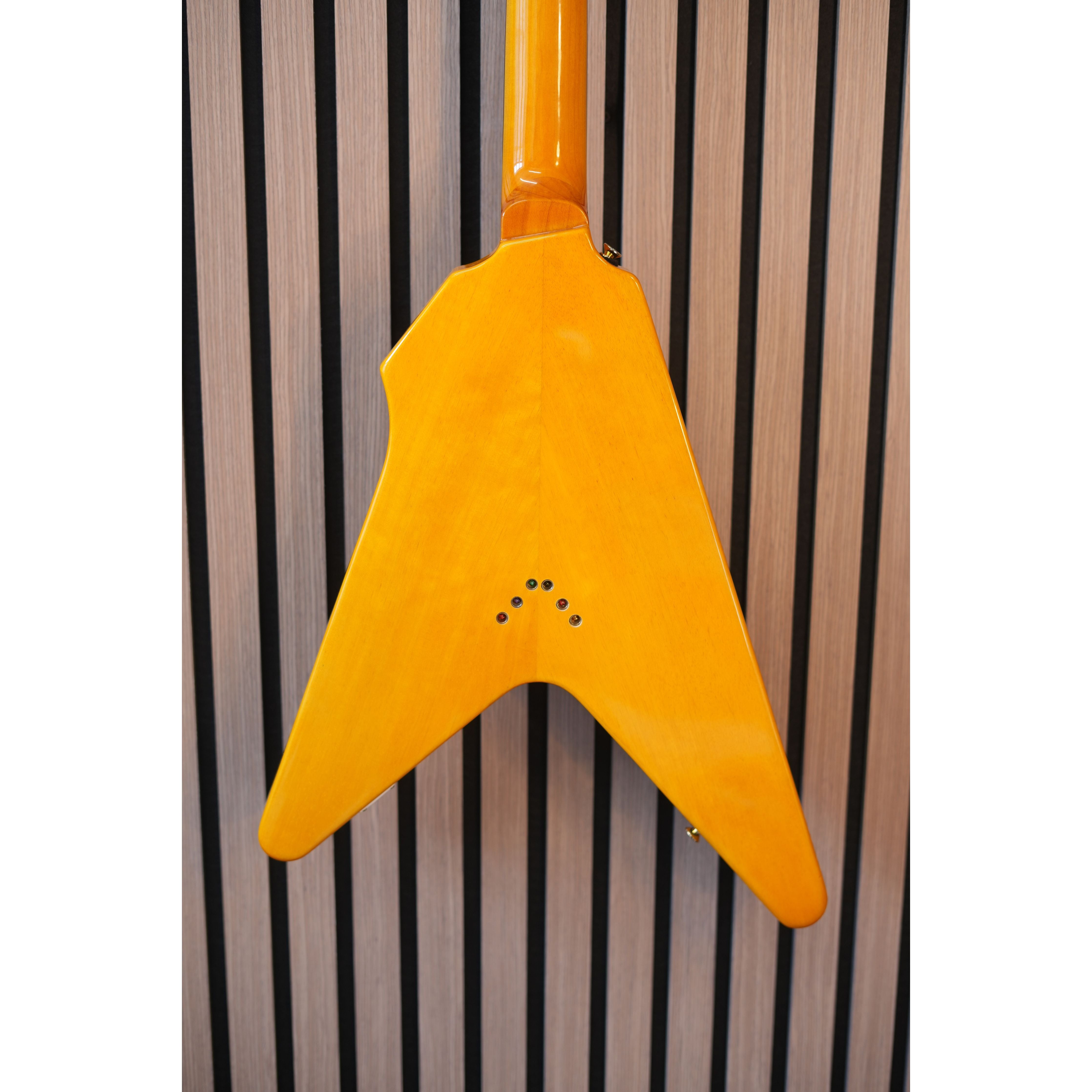 Vintage V60 "Flying V" Electric Guitar in Trans Amber Pre-Owned
