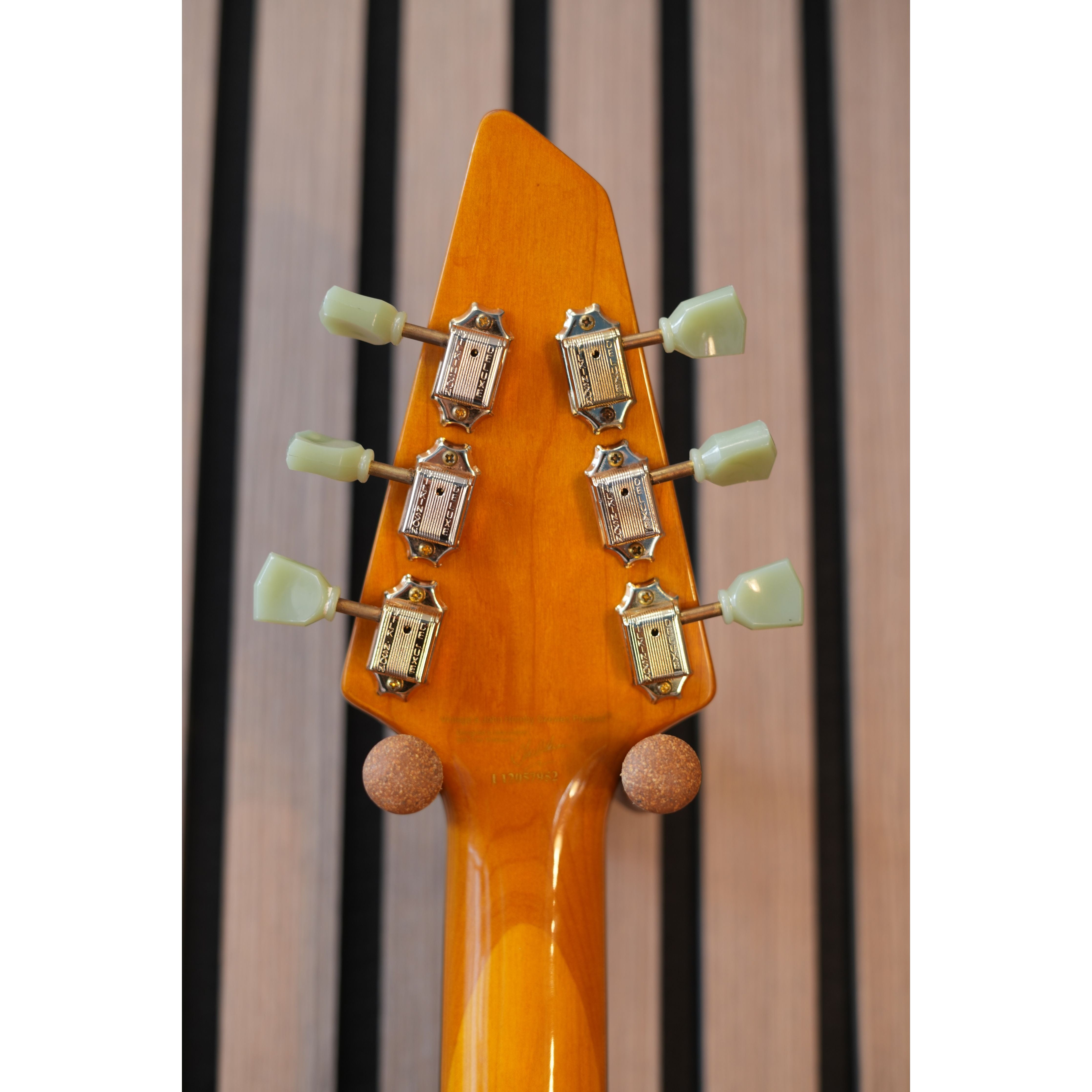 Vintage V60 "Flying V" Electric Guitar in Trans Amber Pre-Owned