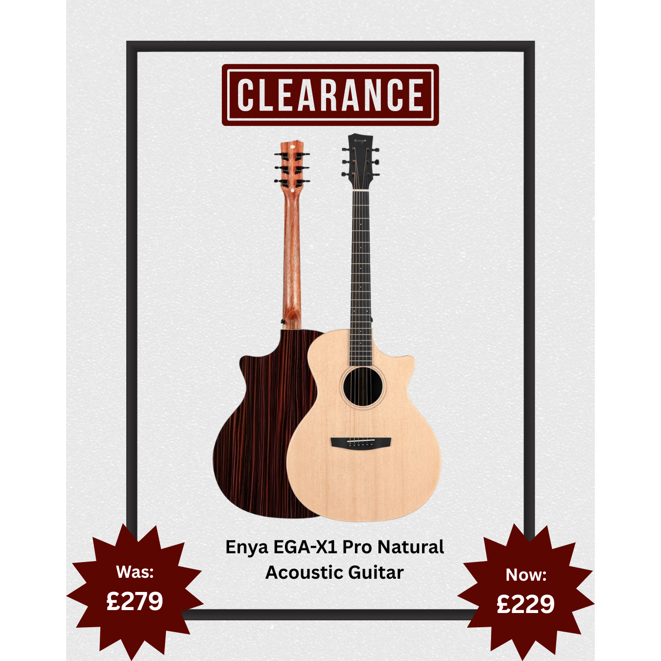 Enya EGA-X1 Pro Acoustic Guitar in Natural with Padded Gigbag
