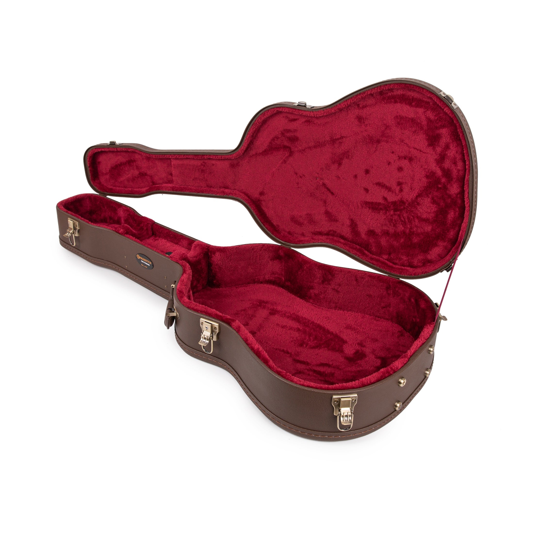 Deluxe Arch Top Wood Case Dread/12 String Guitars-Brown