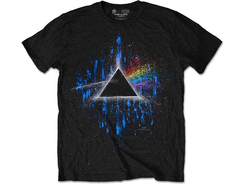 Pink Floyd Unisex T-Shirt: Dark Side of The Moon Blue Splatter