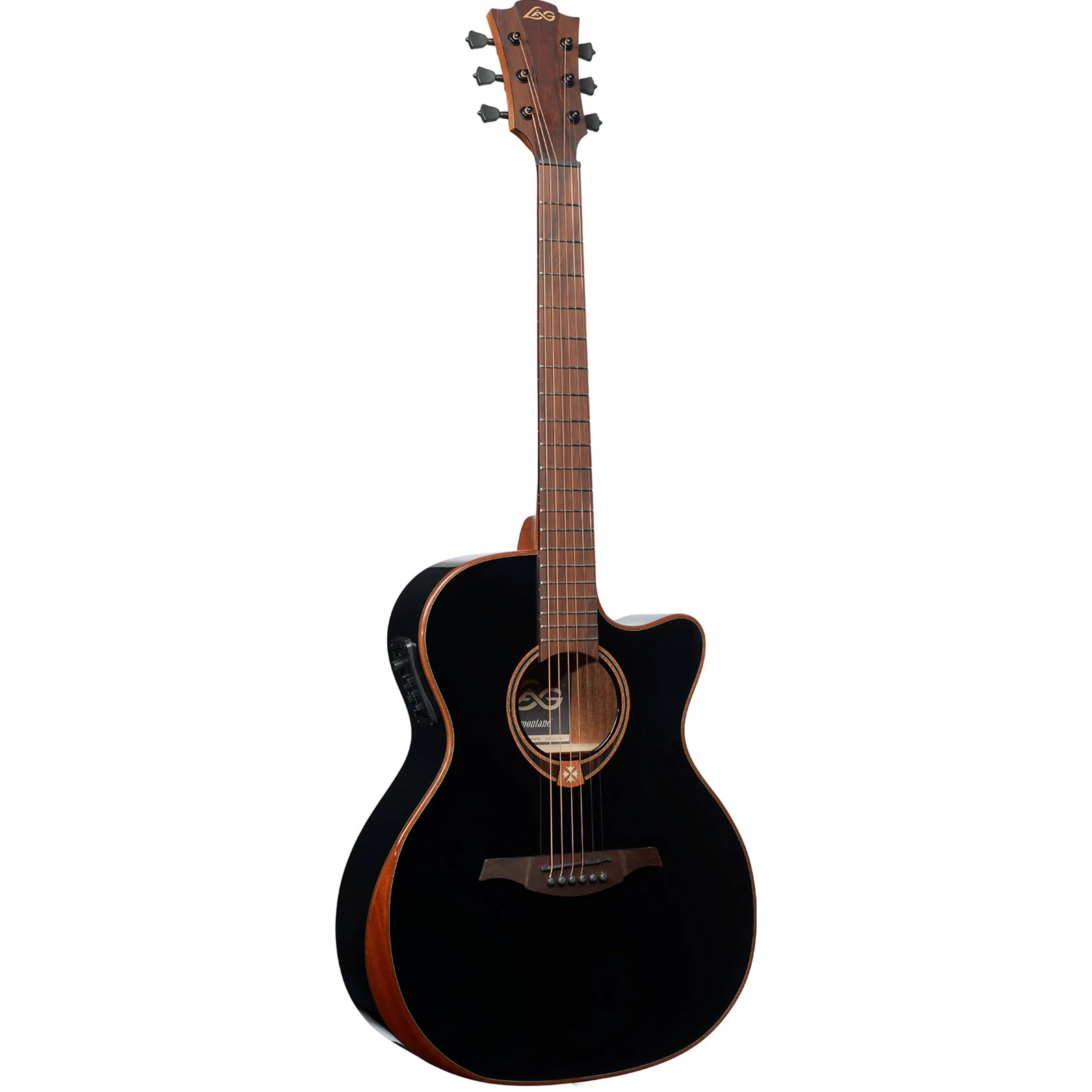 LAG Tramontane 118 Electro Acoustic Guitar Auditorium Bevel Cutaway in Black