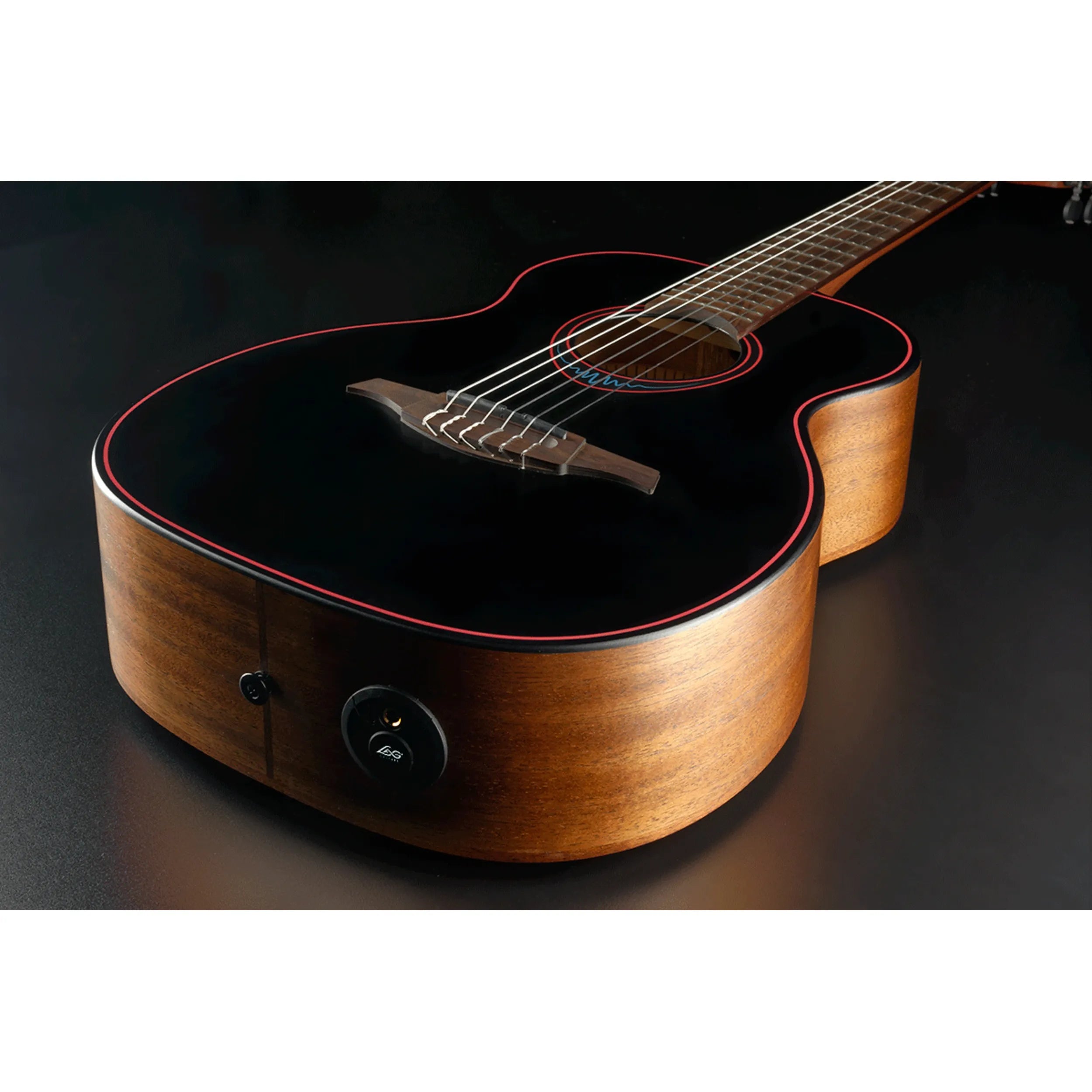 LAG BlueWave 2 Nylon Black Travel Electro Acoustic Guitar