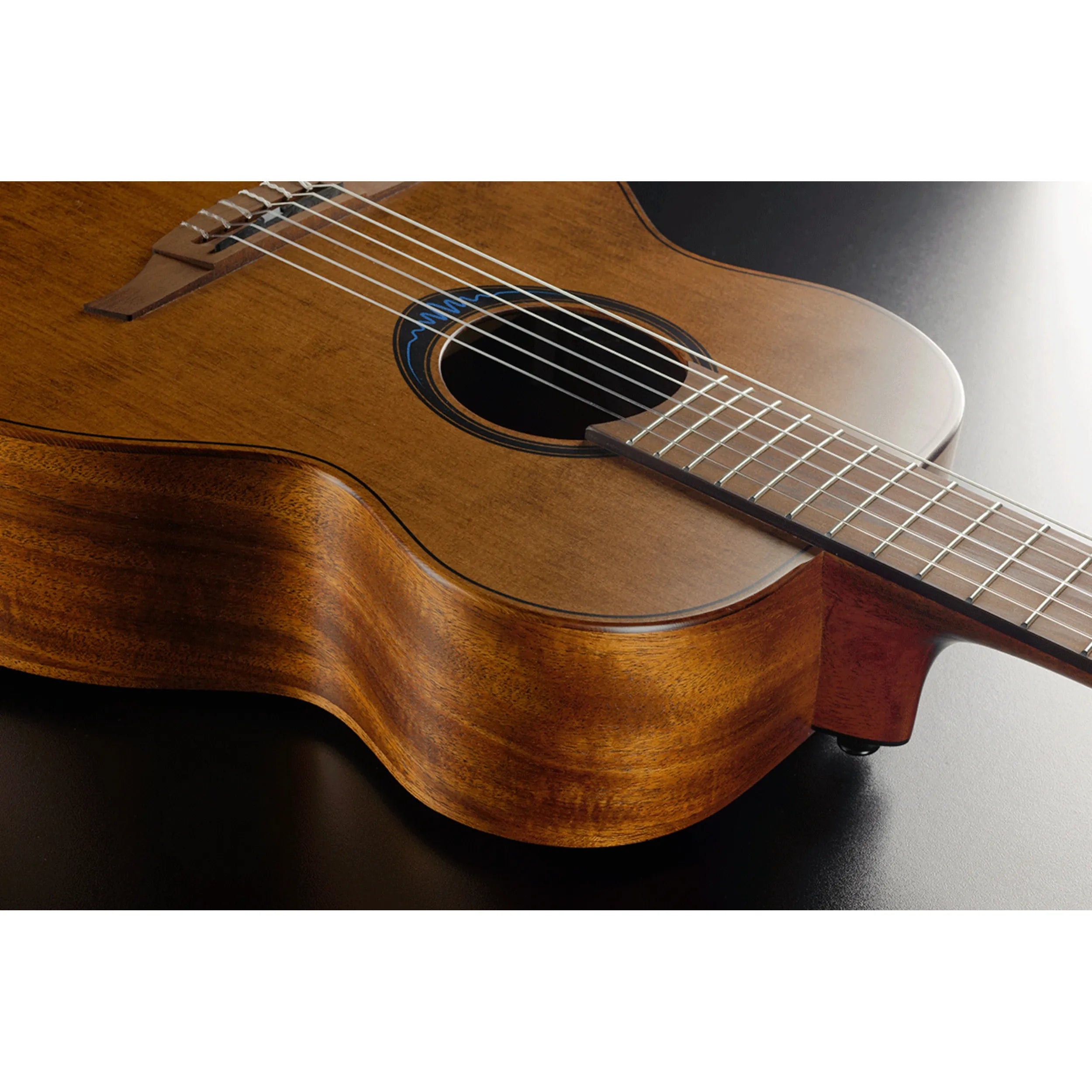LAG Bluewave 2 Nylon Brown Travel Electro Acoustic Guitar