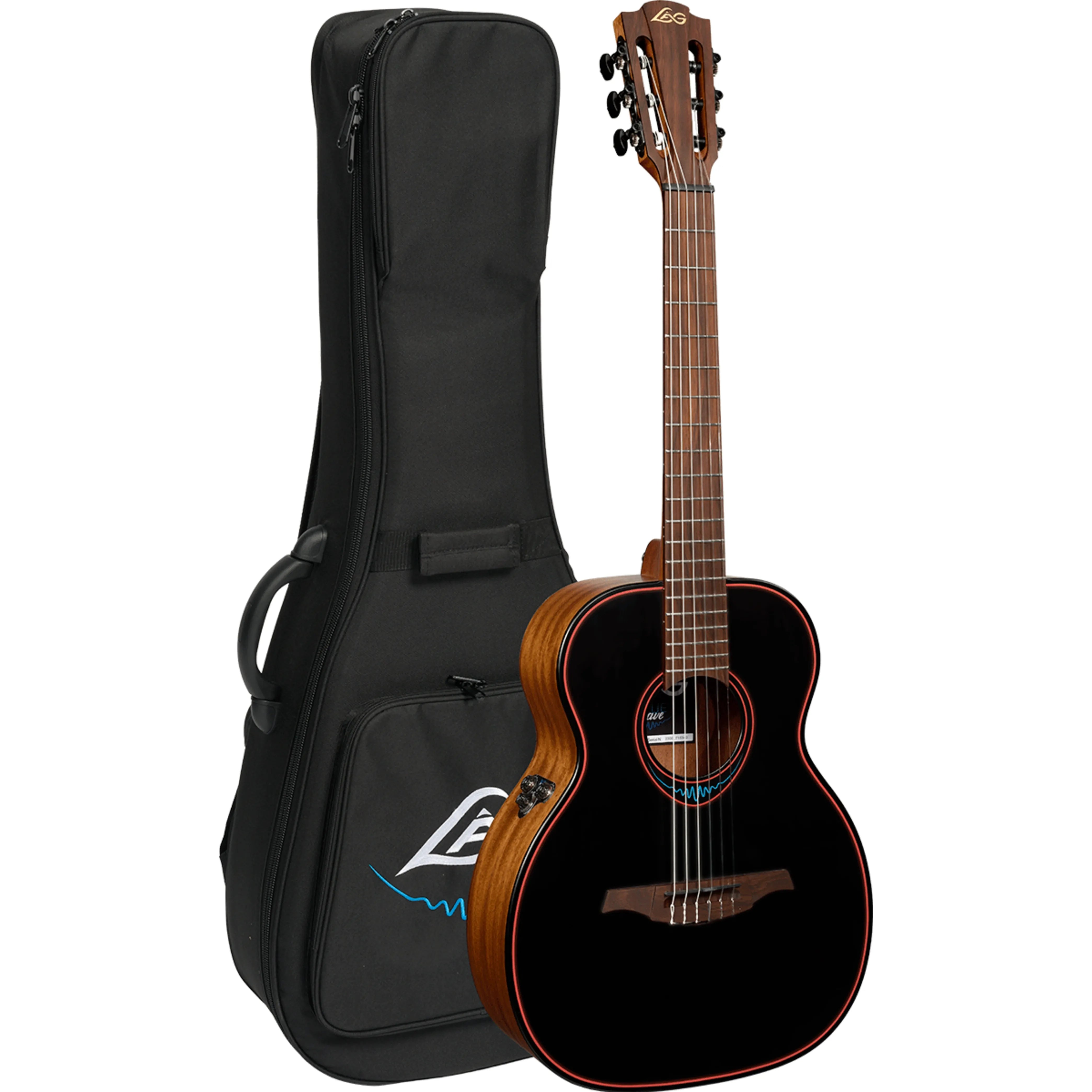 LAG BlueWave 2 Nylon Black Travel Electro Acoustic Guitar
