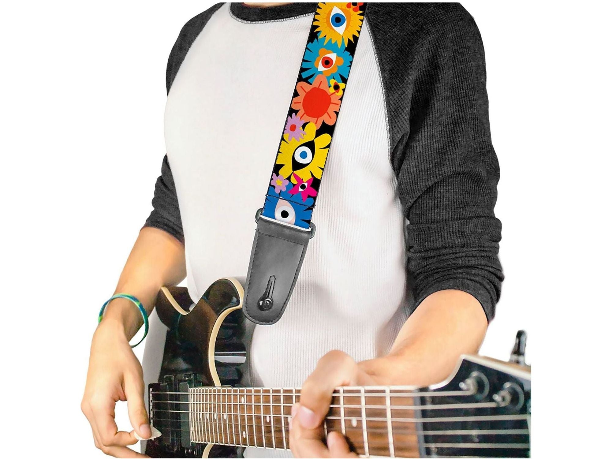 Buckle Down Funky Eye Flowers Guitar Strap