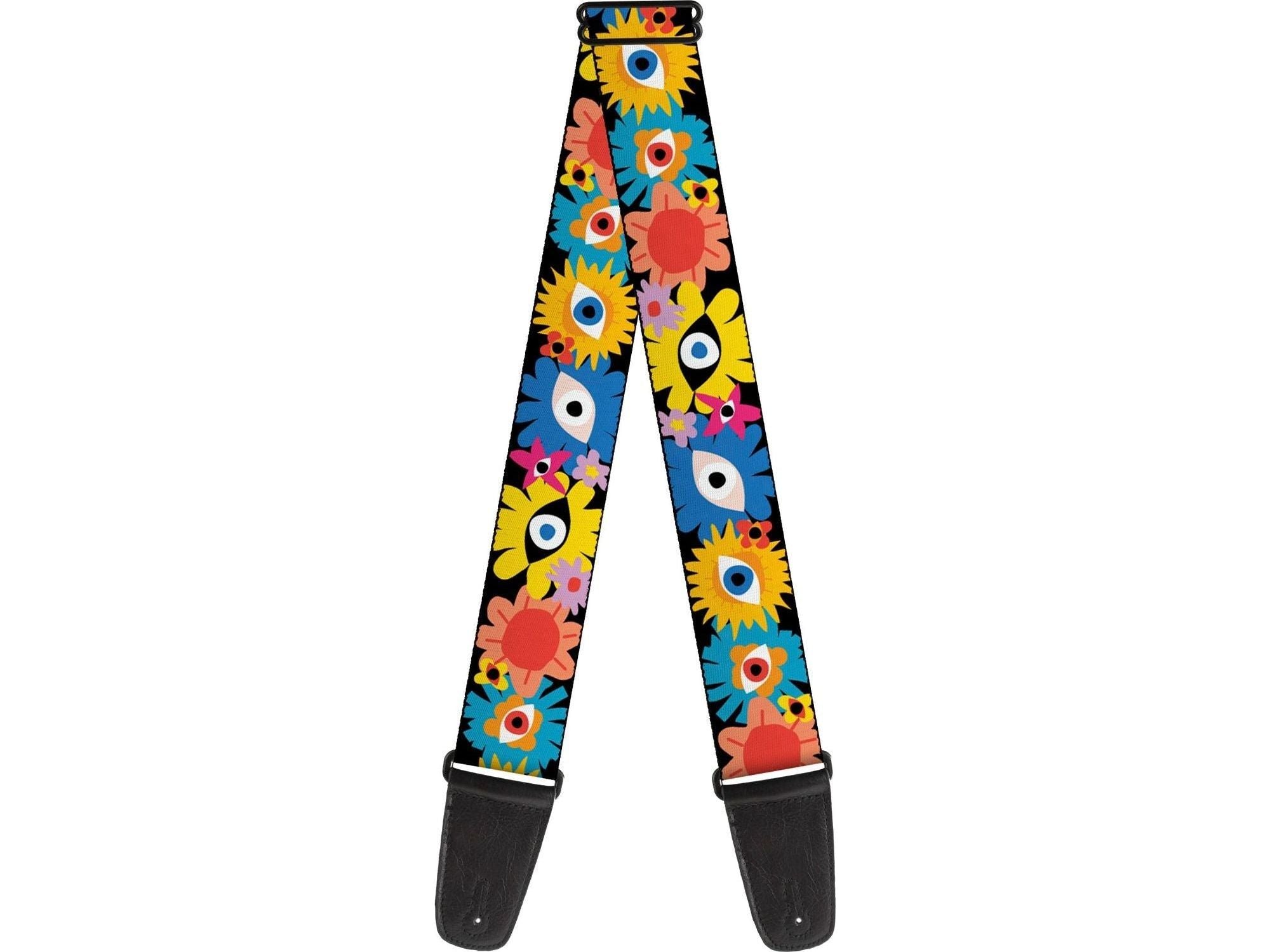 Buckle Down Funky Eye Flowers Guitar Strap