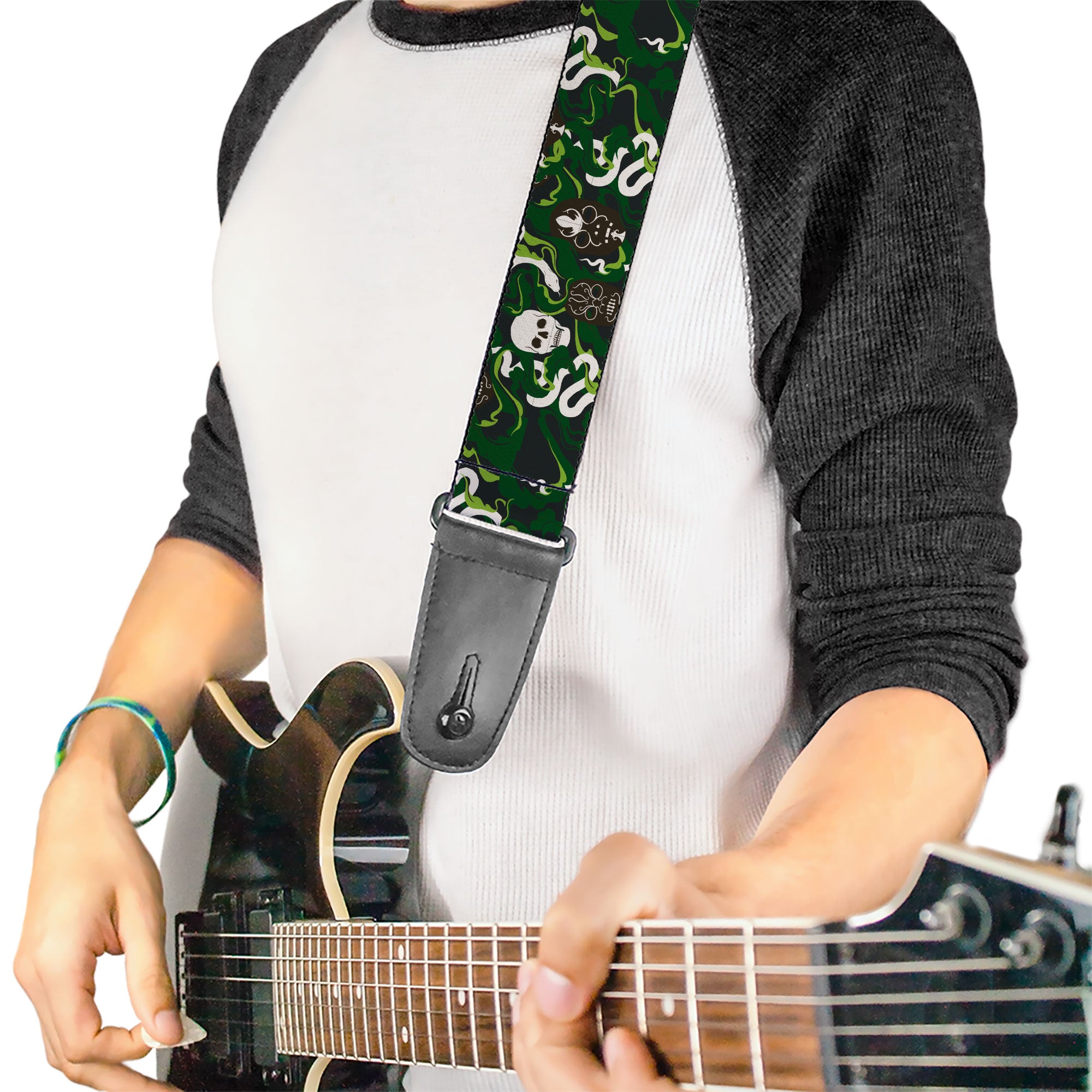 Buckle Down Harry Potter Slytherin Logo Green Guitar Strap