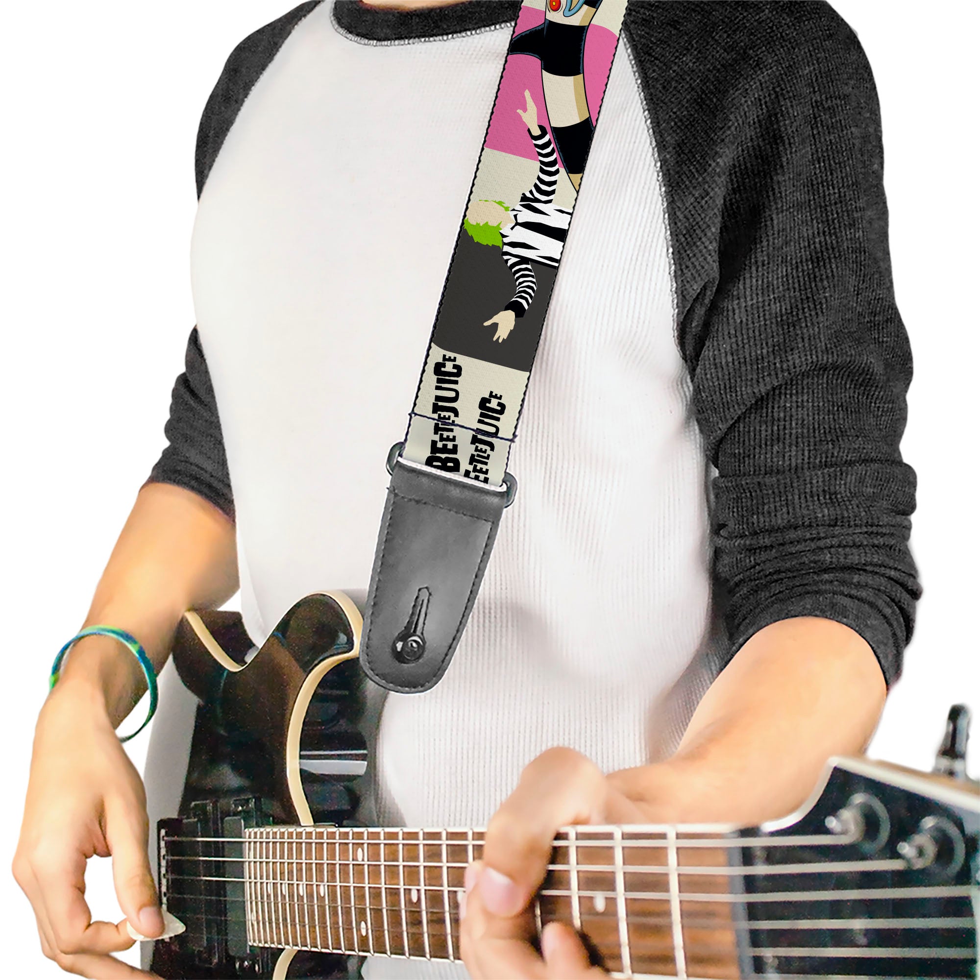 Buckle Down Beetlejuice and Sandworm Stripe Guitar Strap