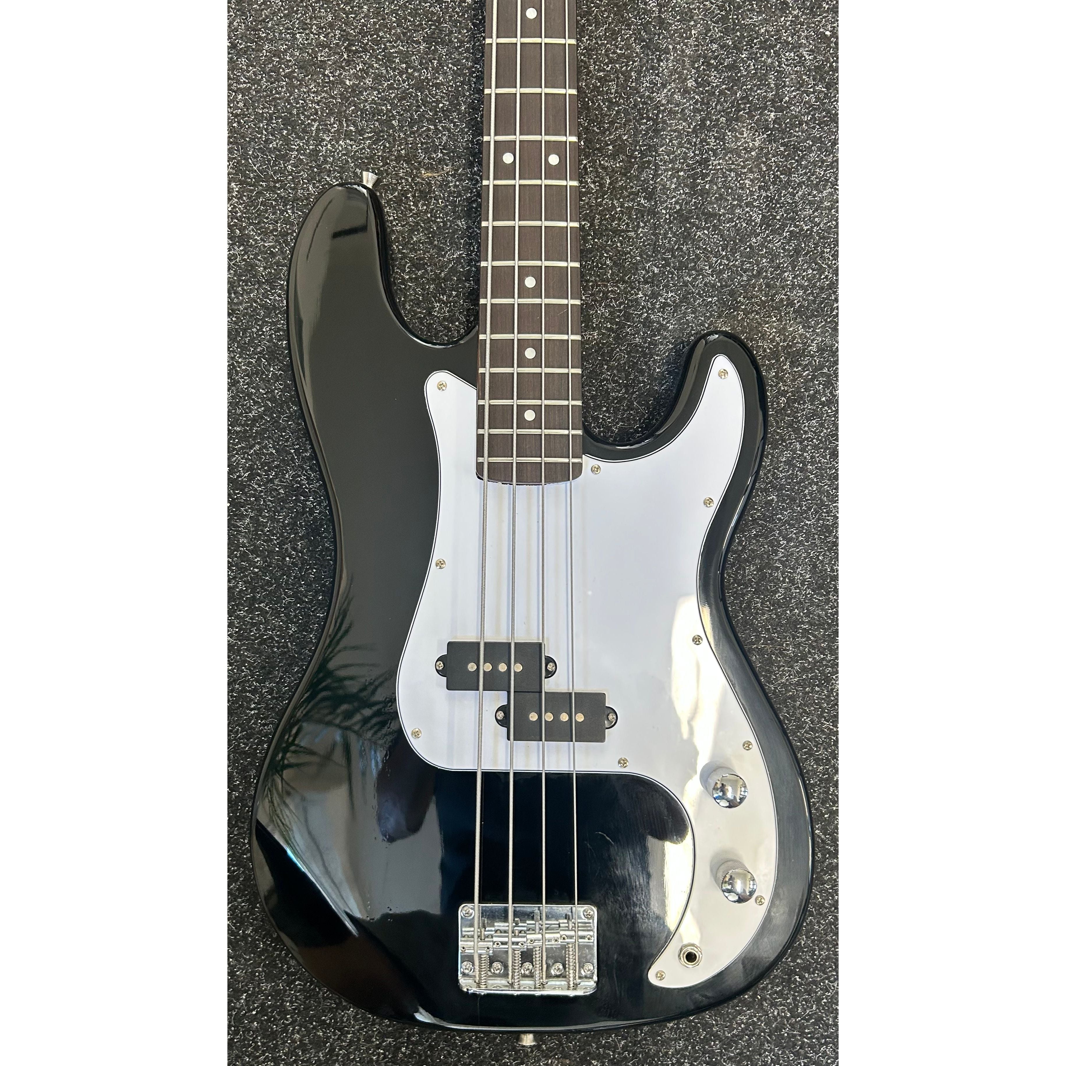 Gear4Music P-Style Precision Bass Guitar in Gloss Black Pre-Owned