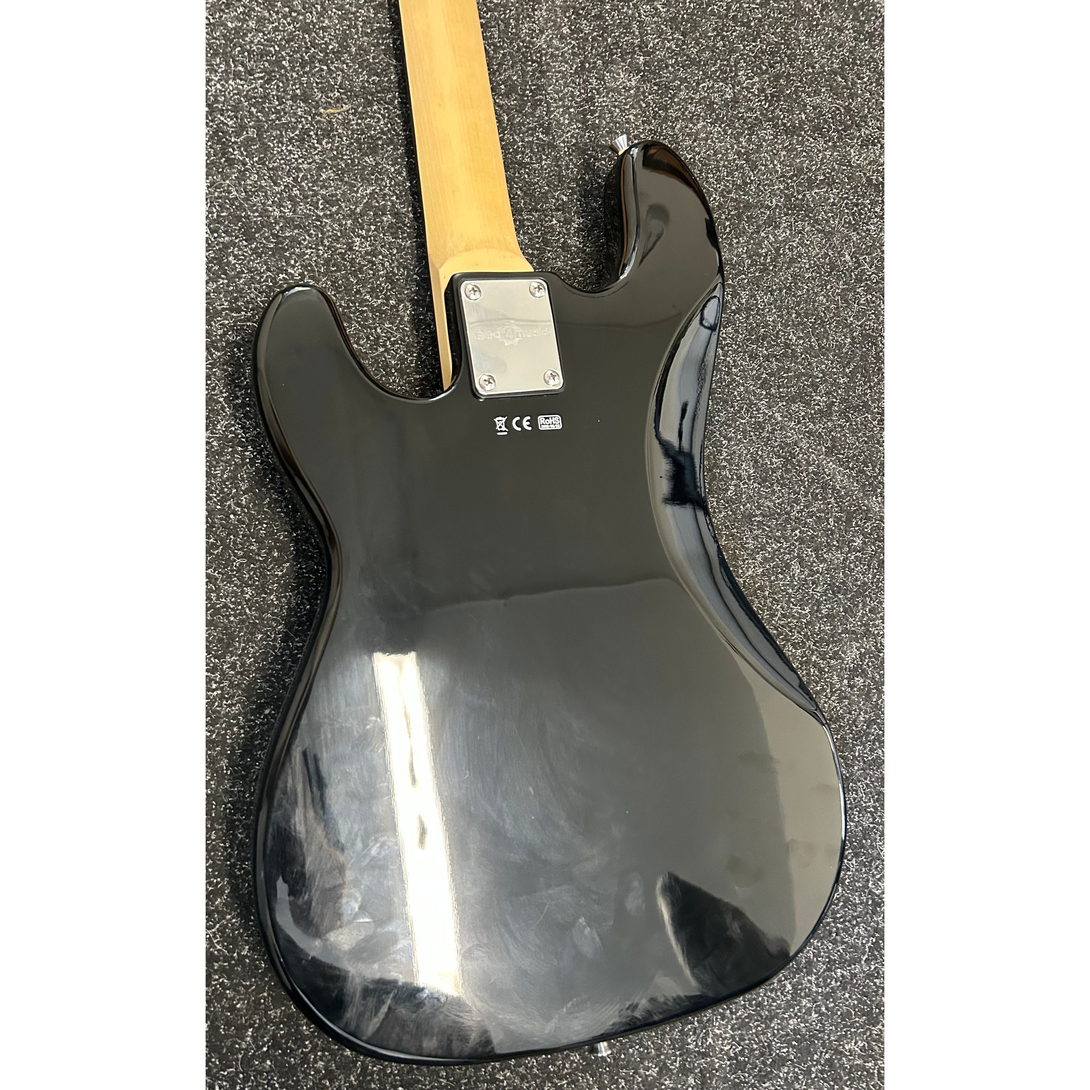Gear4Music P-Style Precision Bass Guitar in Gloss Black Pre-Owned
