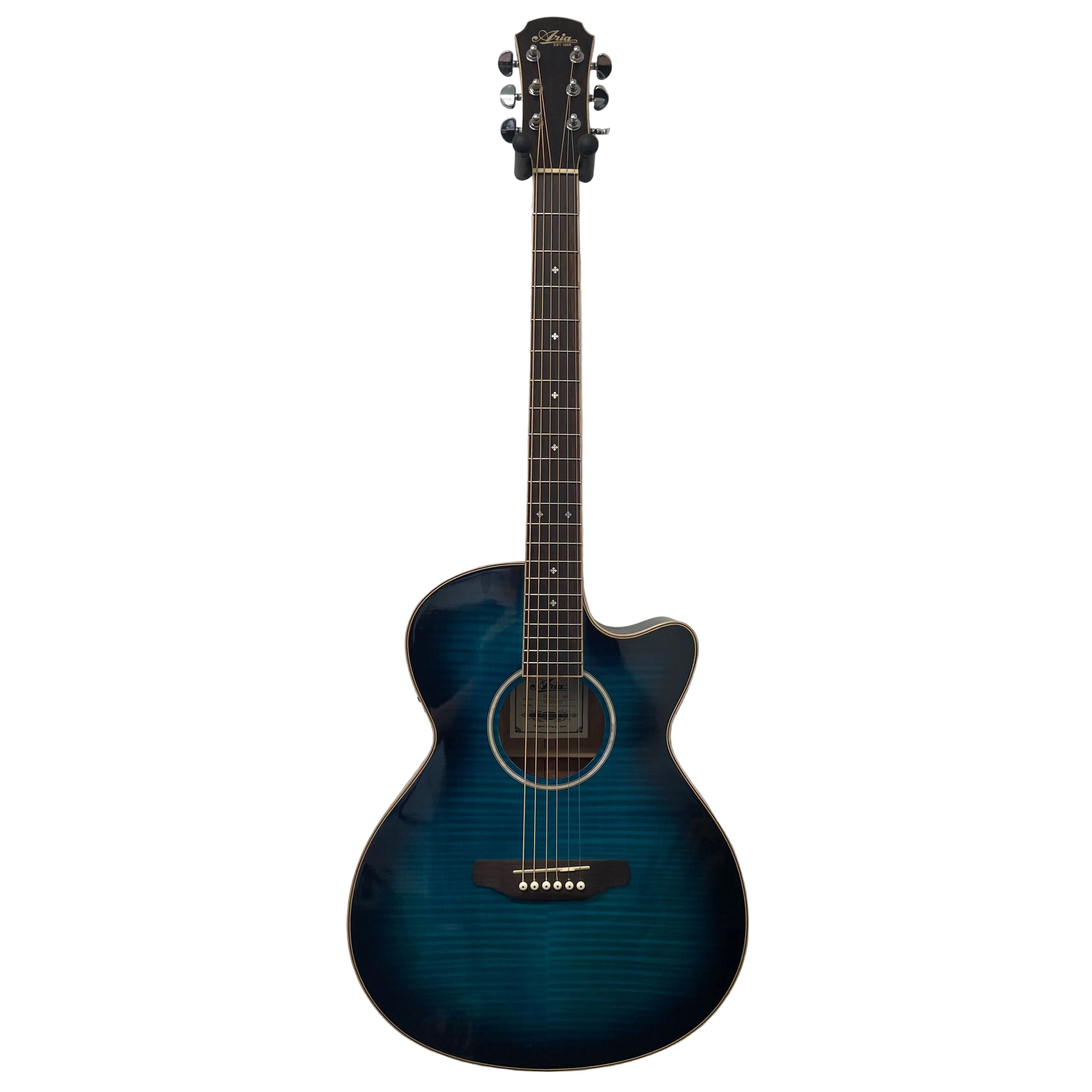 Aria Folk Size Electro Acoustic Guitar with Built in Effects FET-01FX SBL in Thru Blue with Original Gigbag Pre-Owned