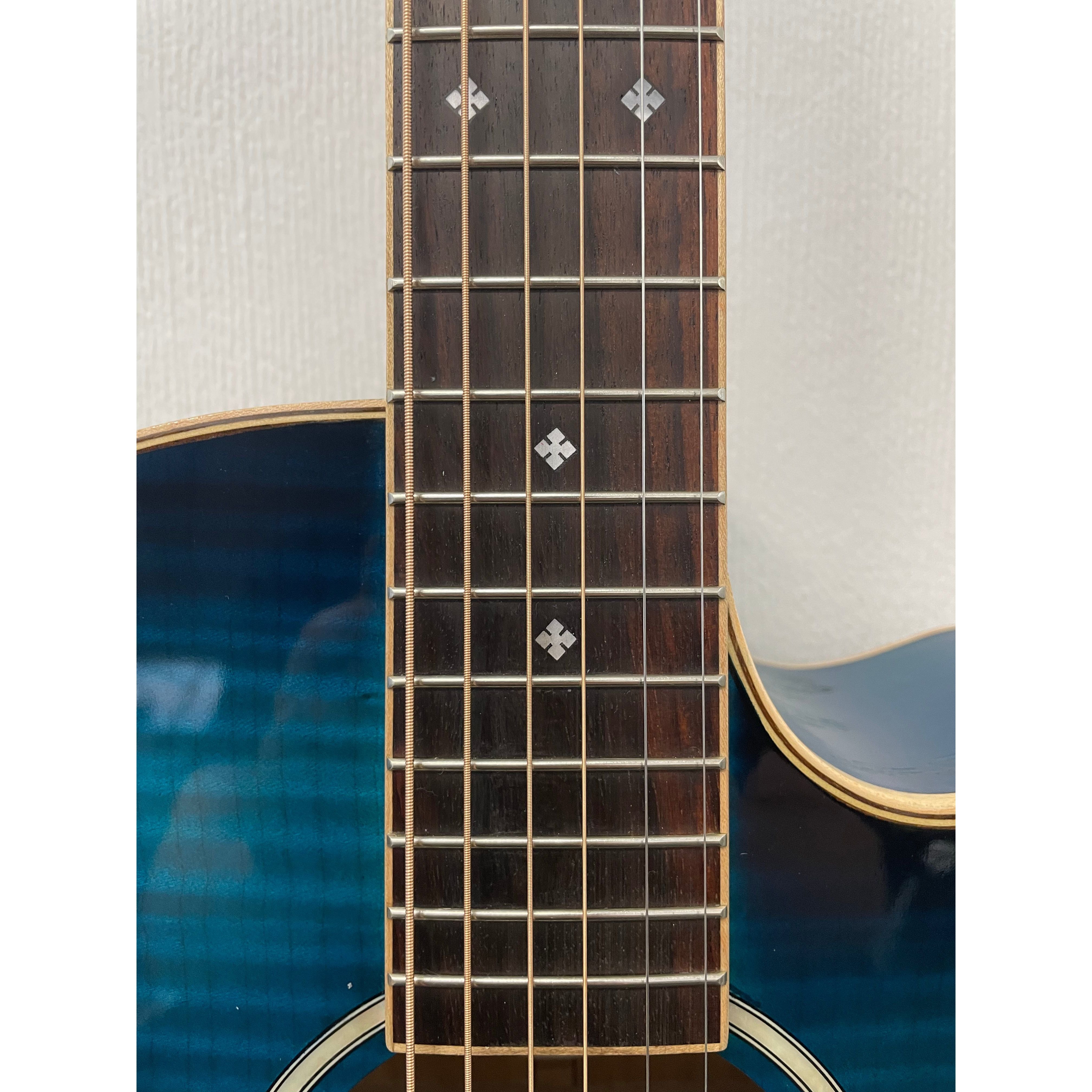 Aria Folk Size Electro Acoustic Guitar with Built in Effects FET-01FX SBL in Thru Blue with Original Gigbag Pre-Owned