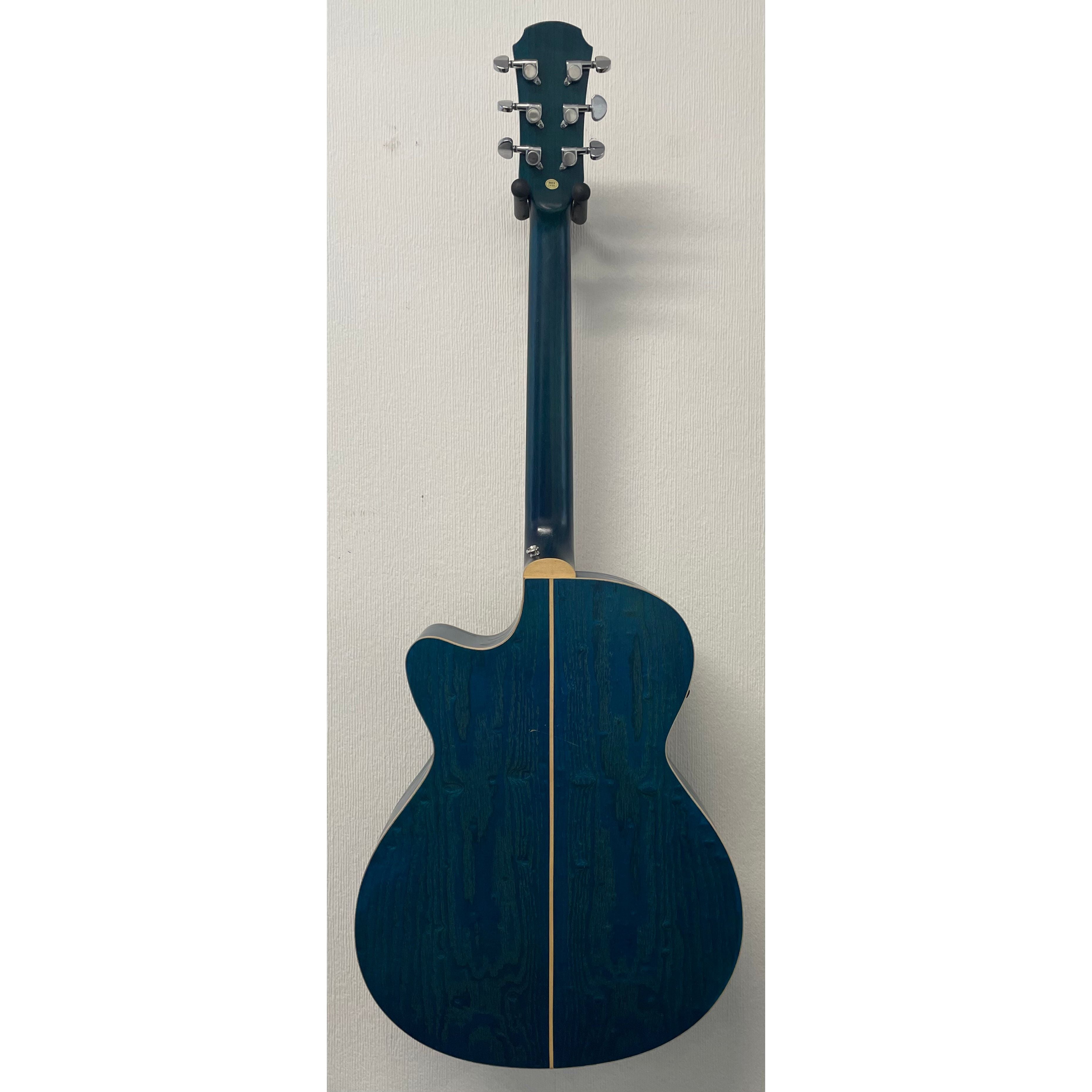 Aria Folk Size Electro Acoustic Guitar with Built in Effects FET-01FX SBL in Thru Blue with Original Gigbag Pre-Owned