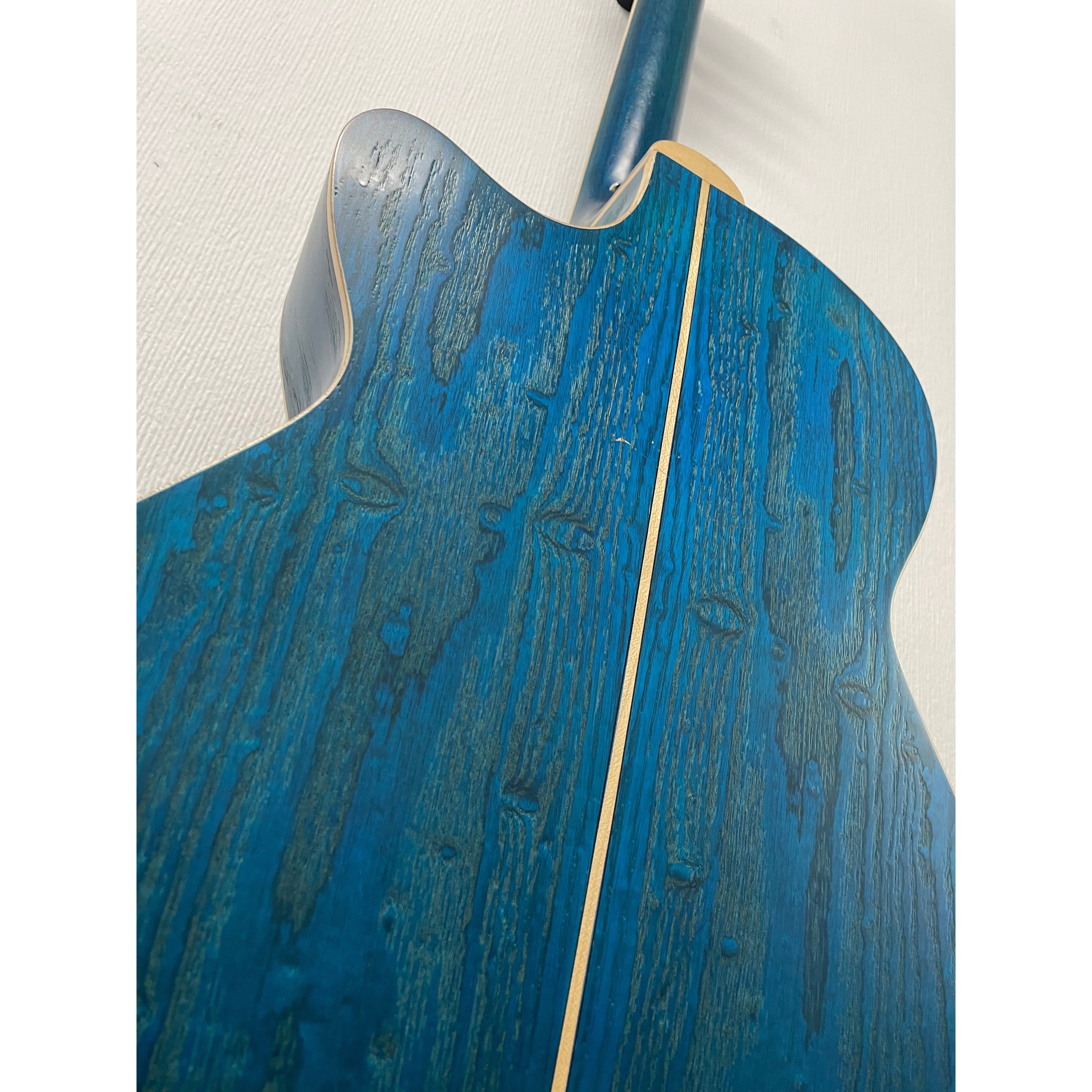 Aria Folk Size Electro Acoustic Guitar with Built in Effects FET-01FX SBL in Thru Blue with Original Gigbag Pre-Owned