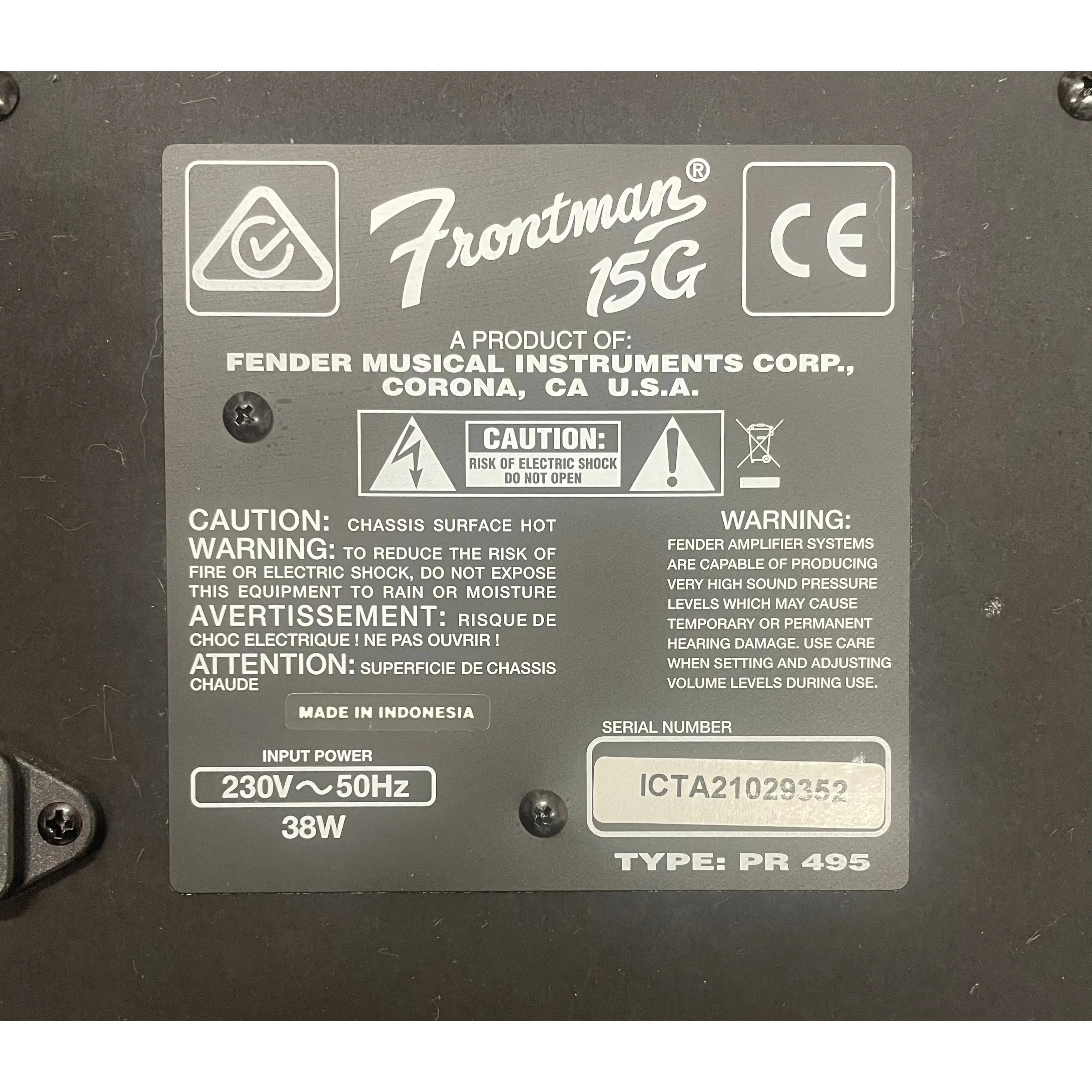 Fender Frontman 20G Guitar Combo Amplifier Pre-Owned