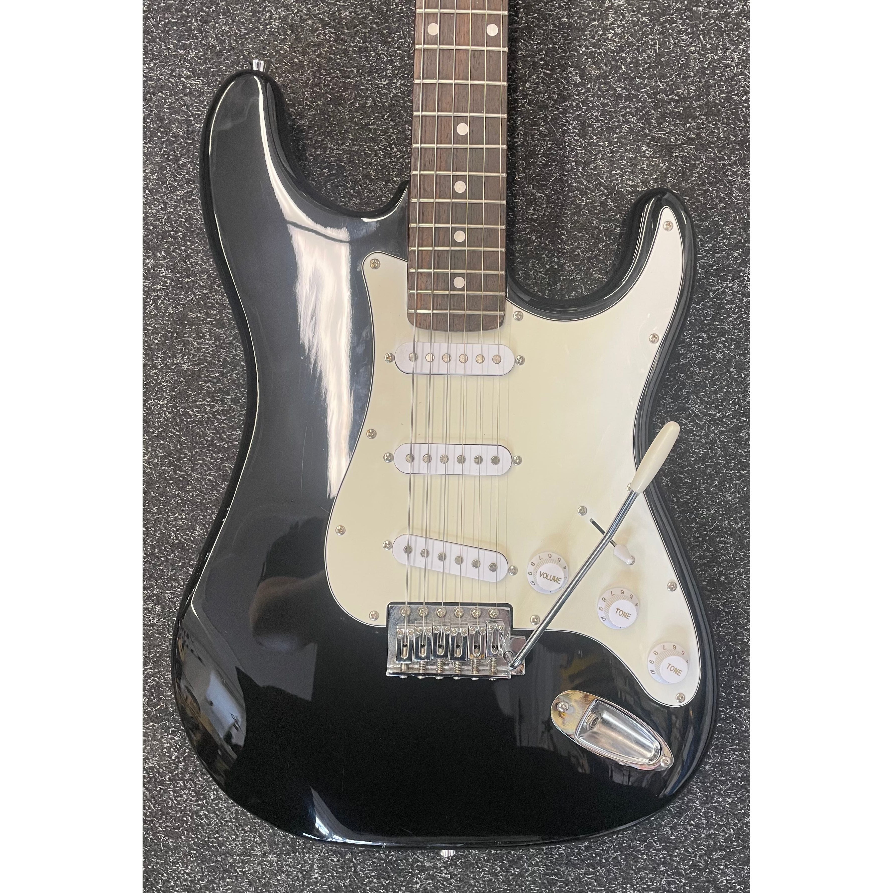 Burswood Stratocaster Style Electric Guitar in Black with Gigbag Pre-Owned