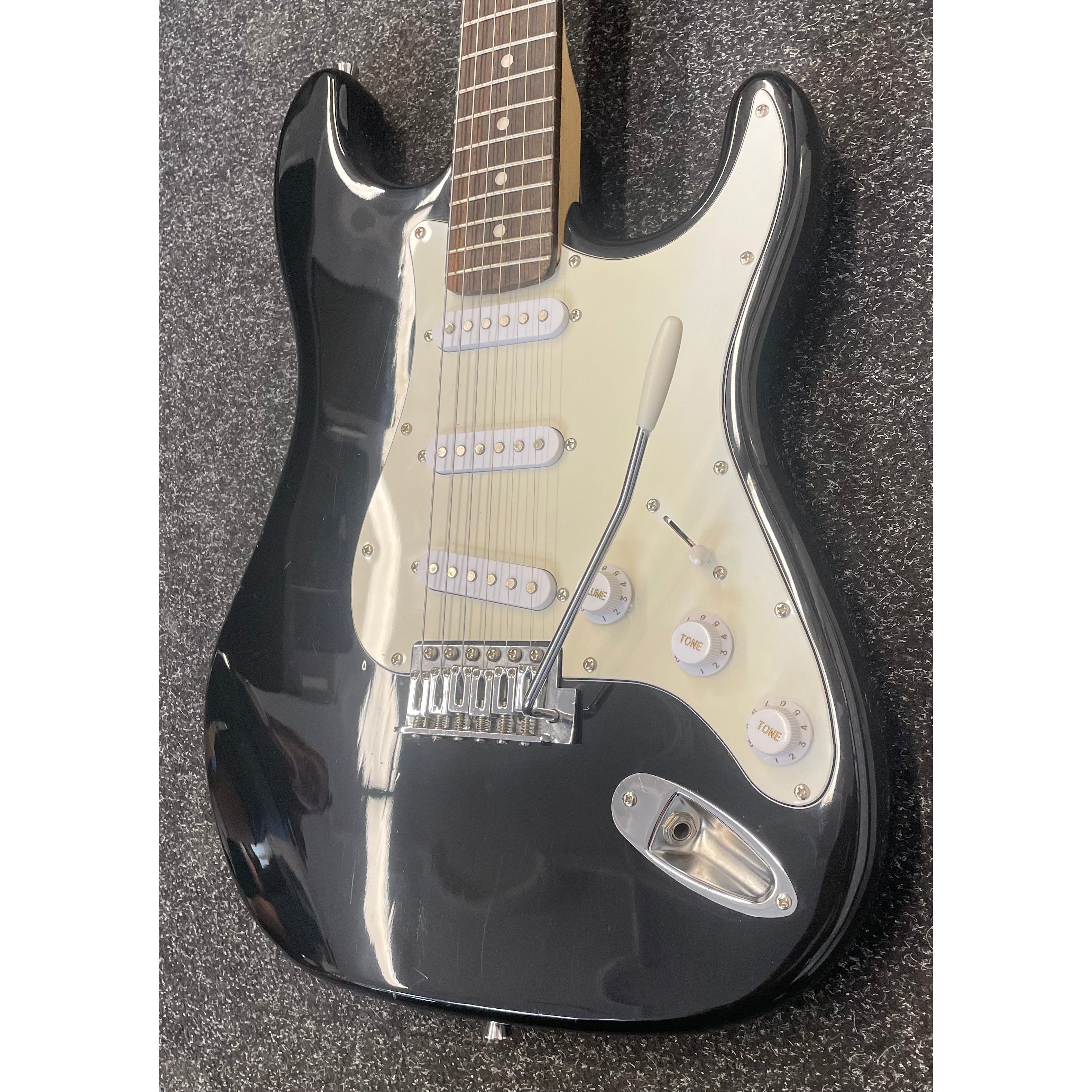 Burswood Stratocaster Style Electric Guitar in Black with Gigbag Pre-Owned