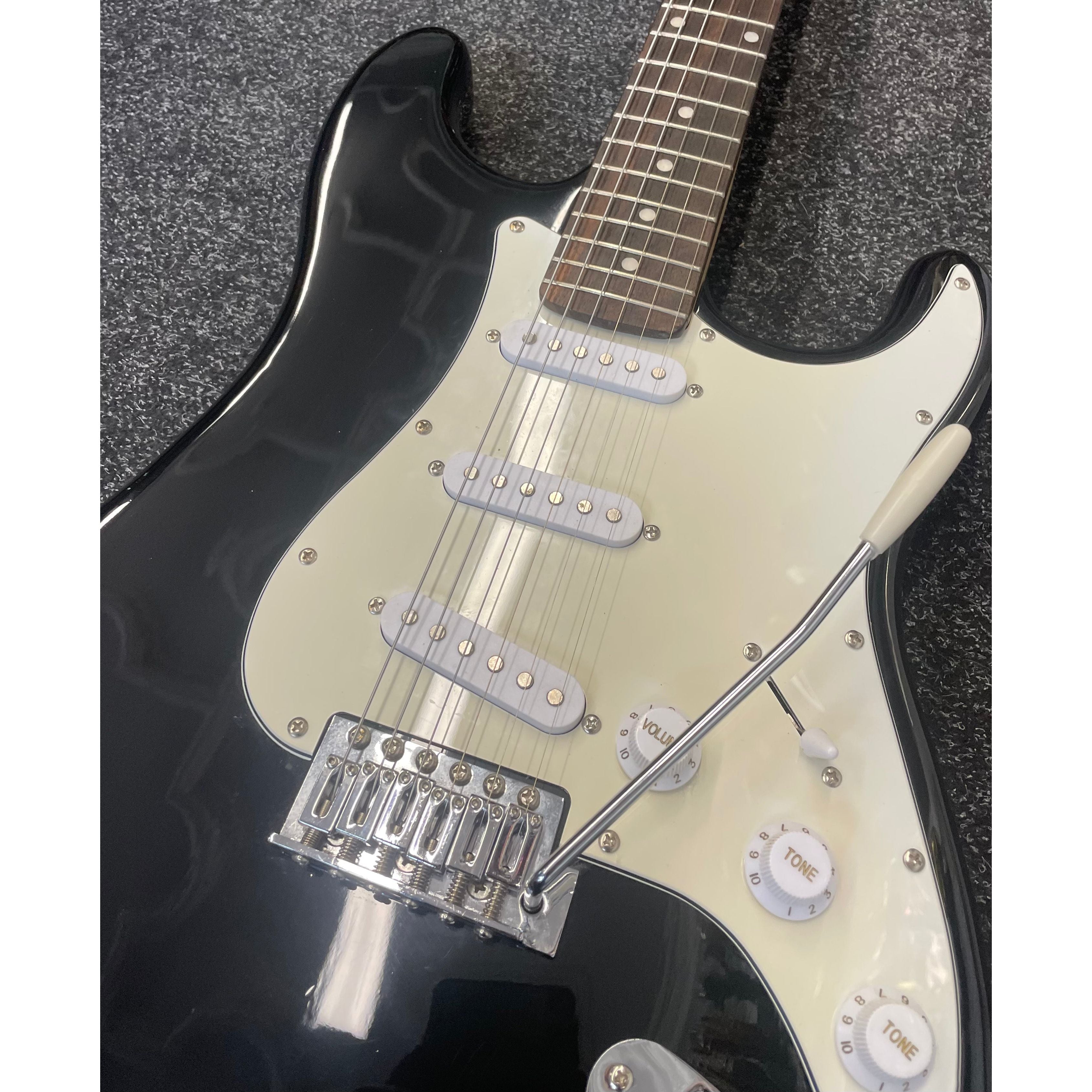 Burswood Stratocaster Style Electric Guitar in Black with Gigbag Pre-Owned