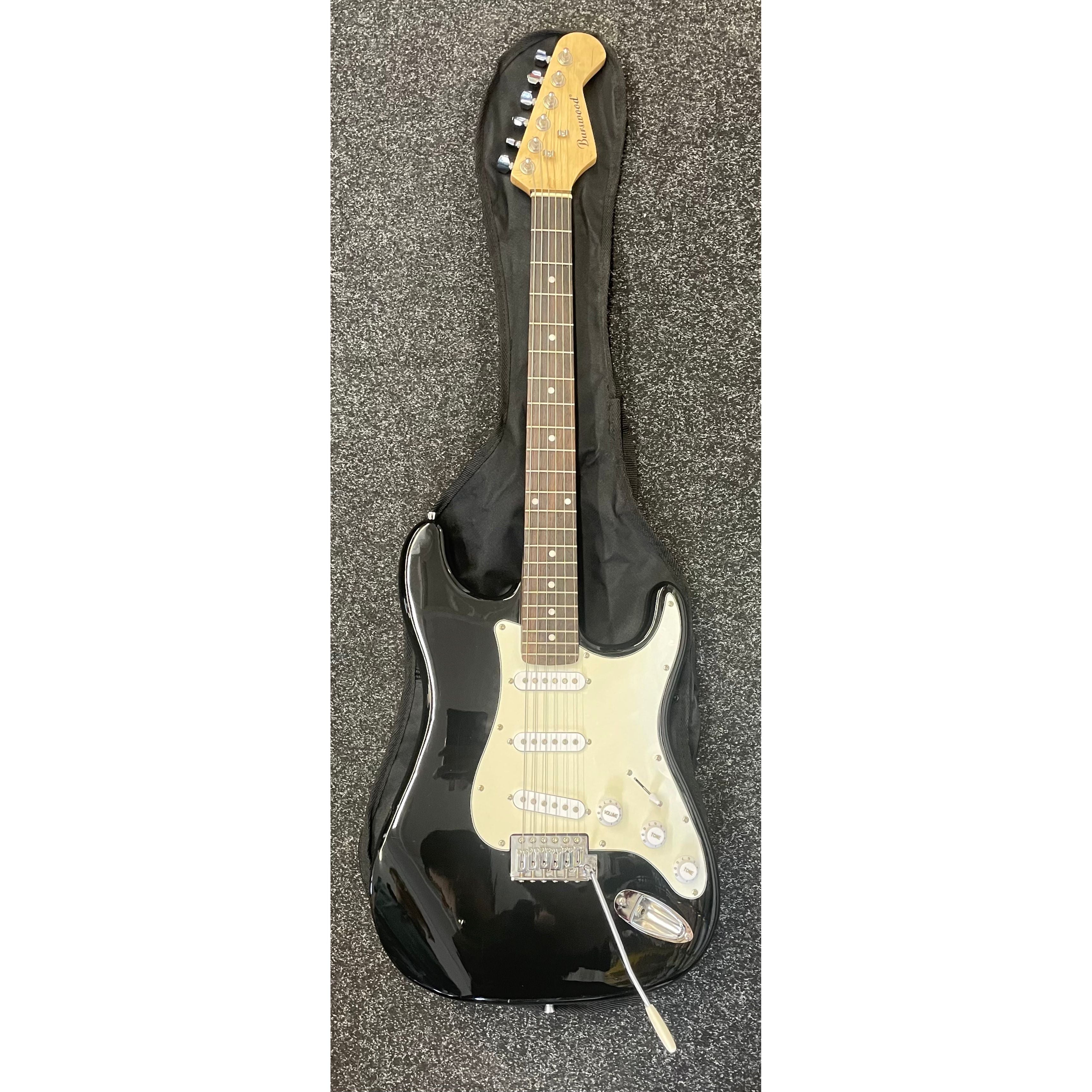 Burswood Stratocaster Style Electric Guitar in Black with Gigbag Pre-Owned