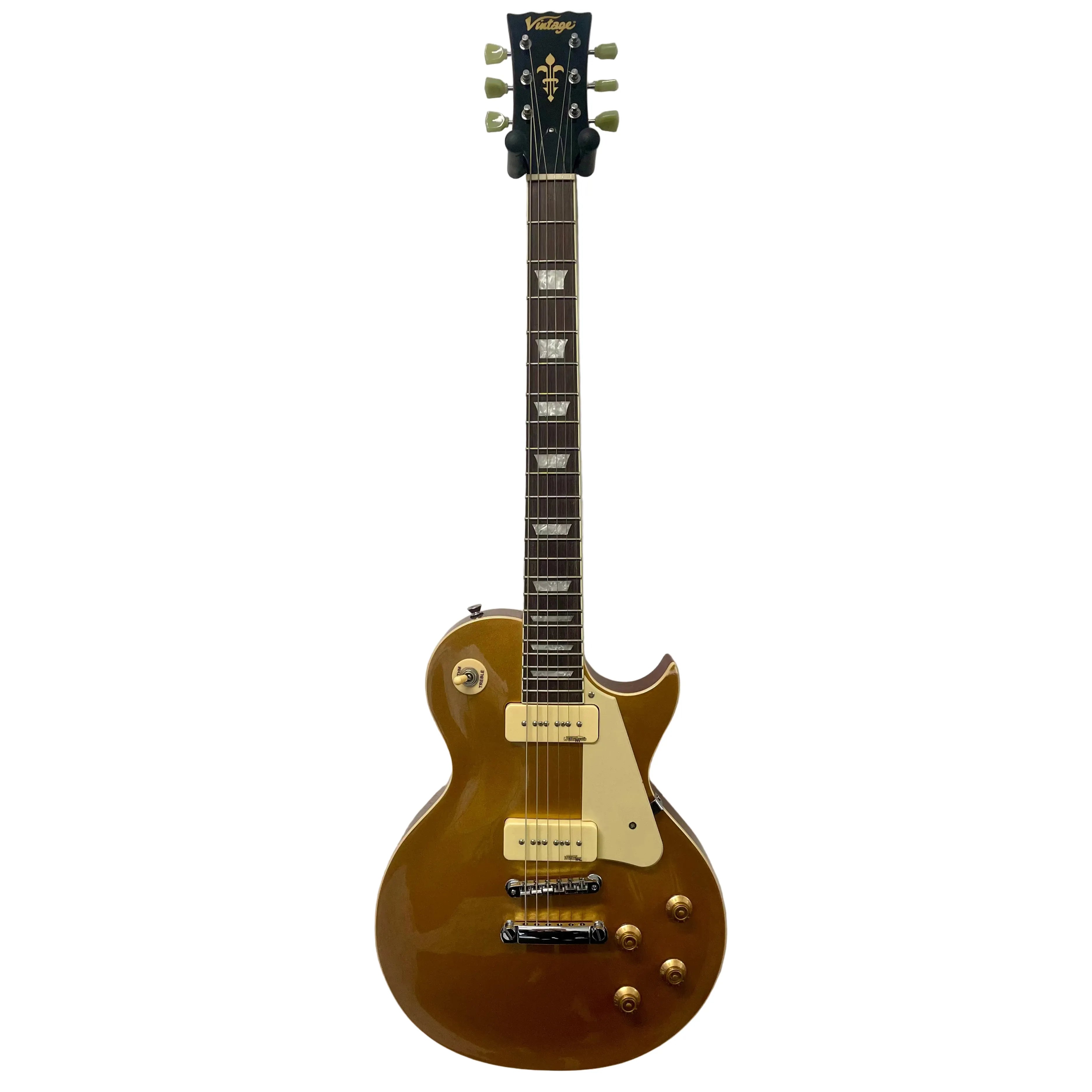 Vintage V100GT Reissue Series Single Cut Electric Guitar with P90s Gold Top Pre-Owned