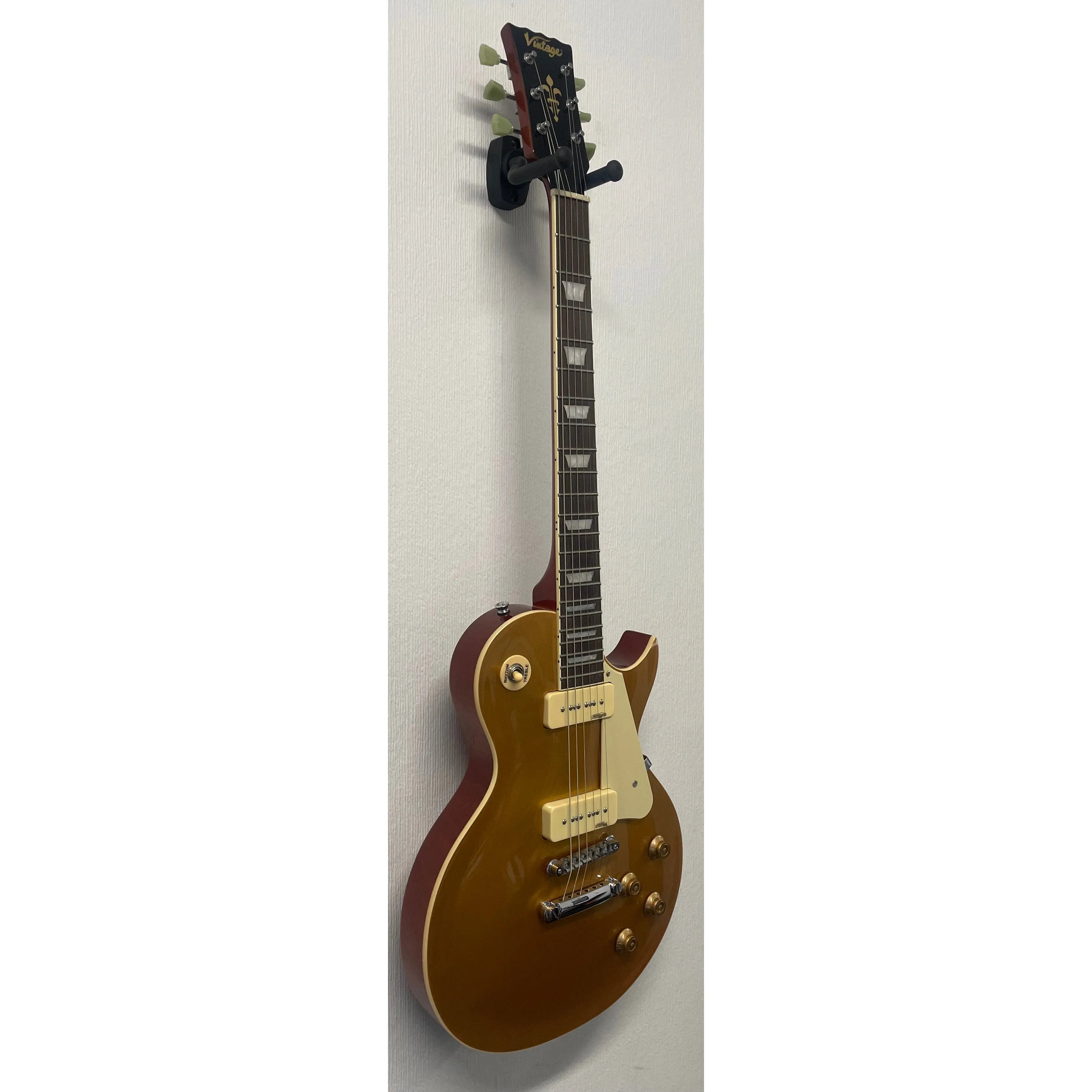 Vintage V100GT Reissue Series Single Cut Electric Guitar with P90s Gold Top Pre-Owned