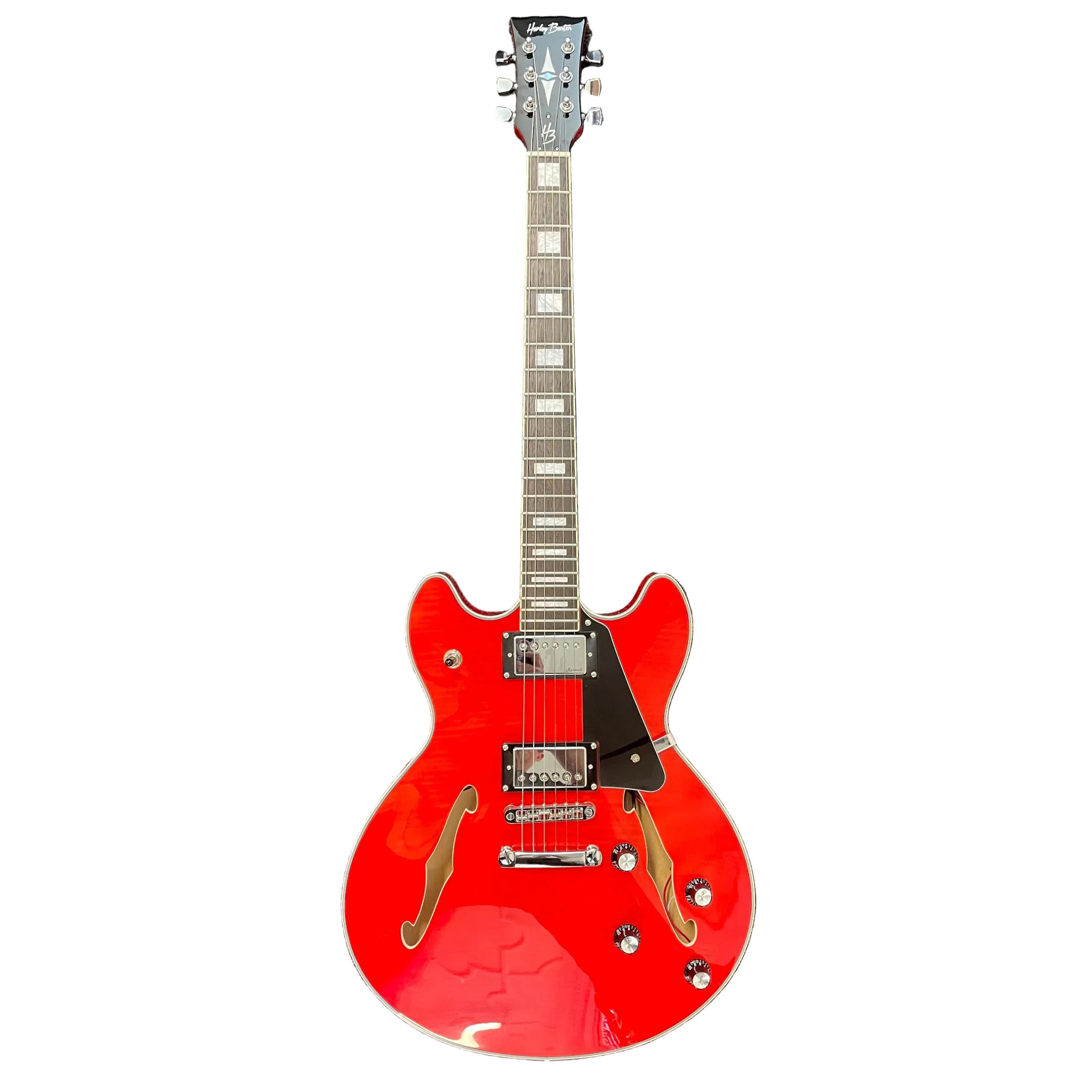 Harley Benton HB35 Plus Hollowbody Electric Guitar in Cherry with Hardcase Pre-Owned