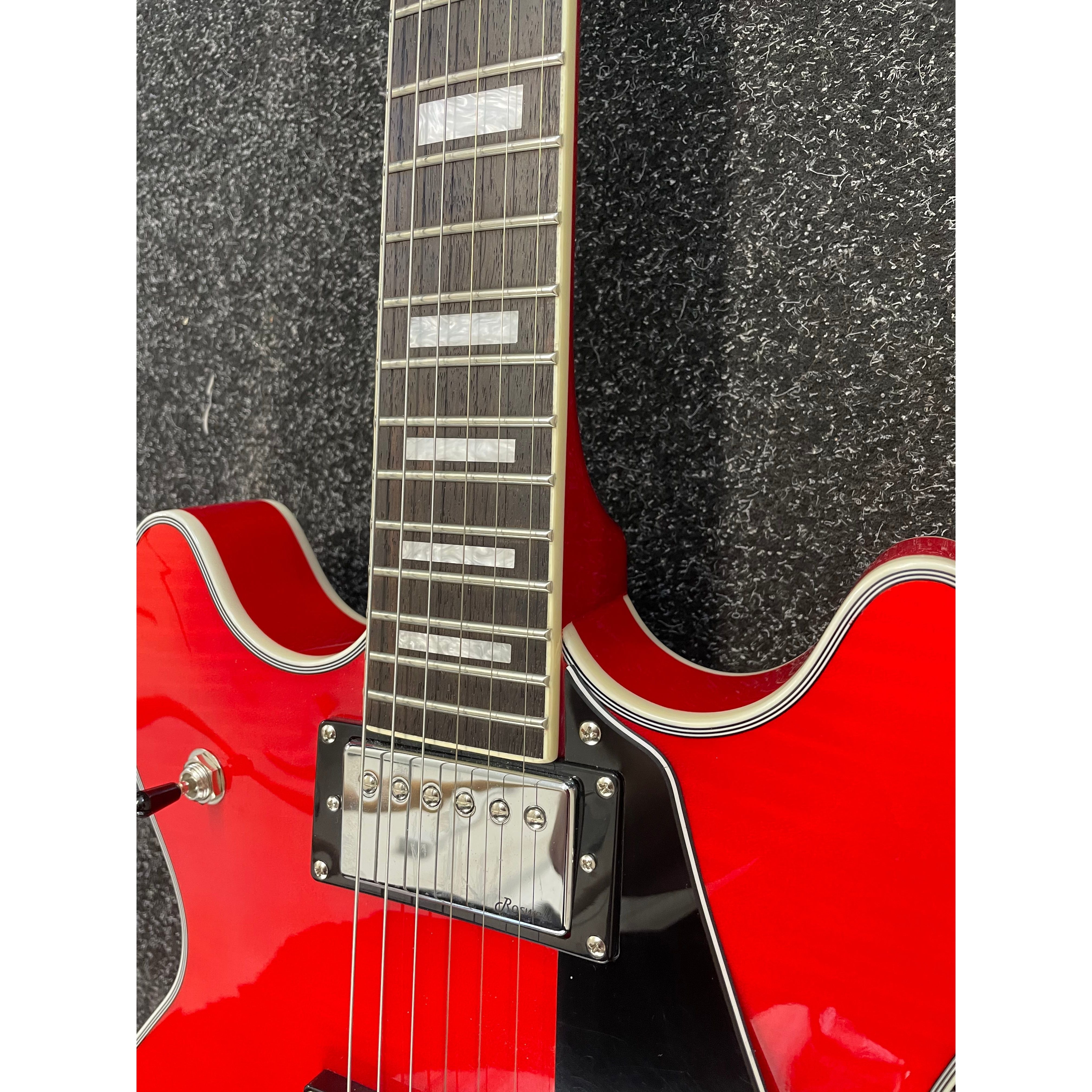 Harley Benton HB35 Plus Hollowbody Electric Guitar in Cherry with Hardcase Pre-Owned