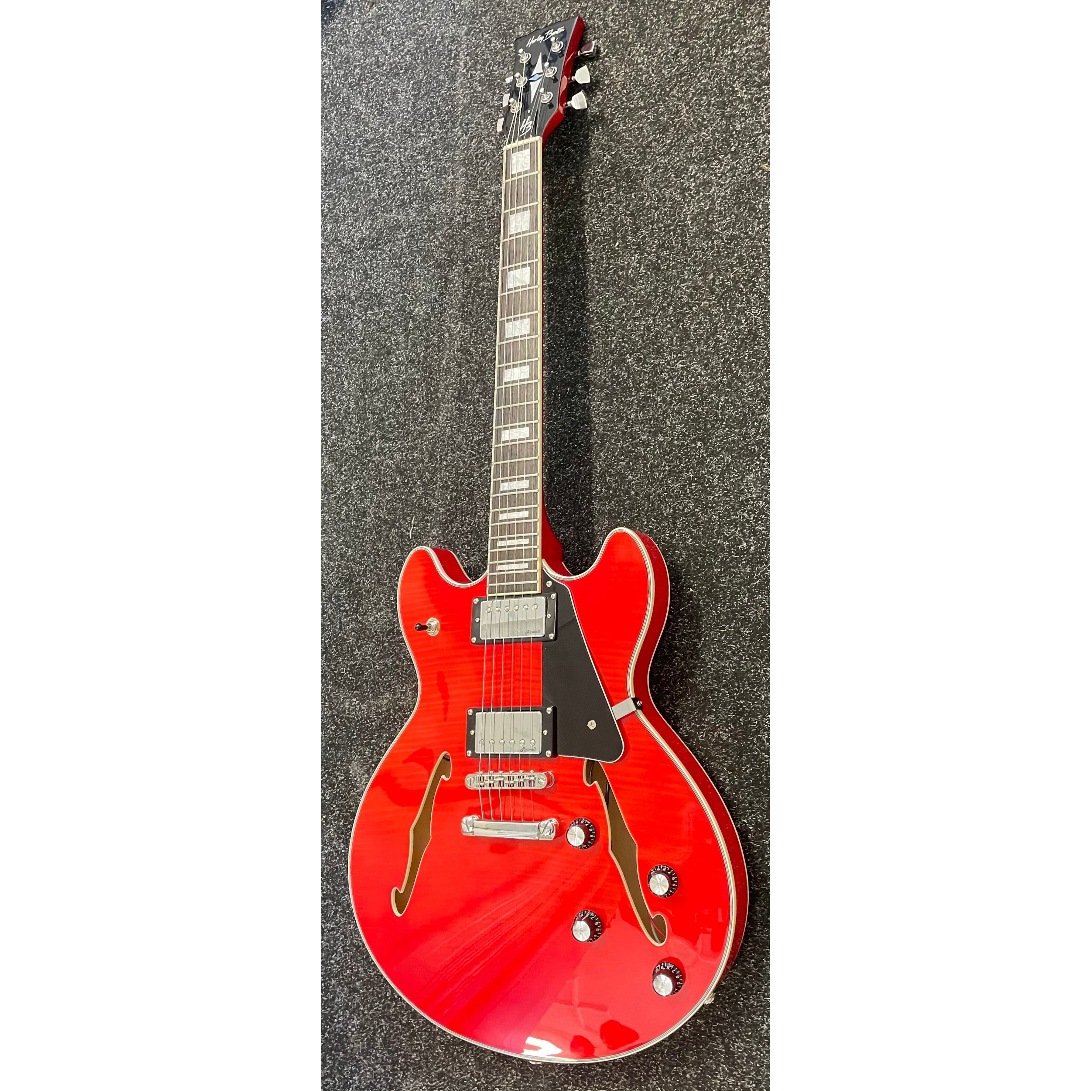 Harley Benton HB35 Plus Hollowbody Electric Guitar in Cherry with Hardcase Pre-Owned
