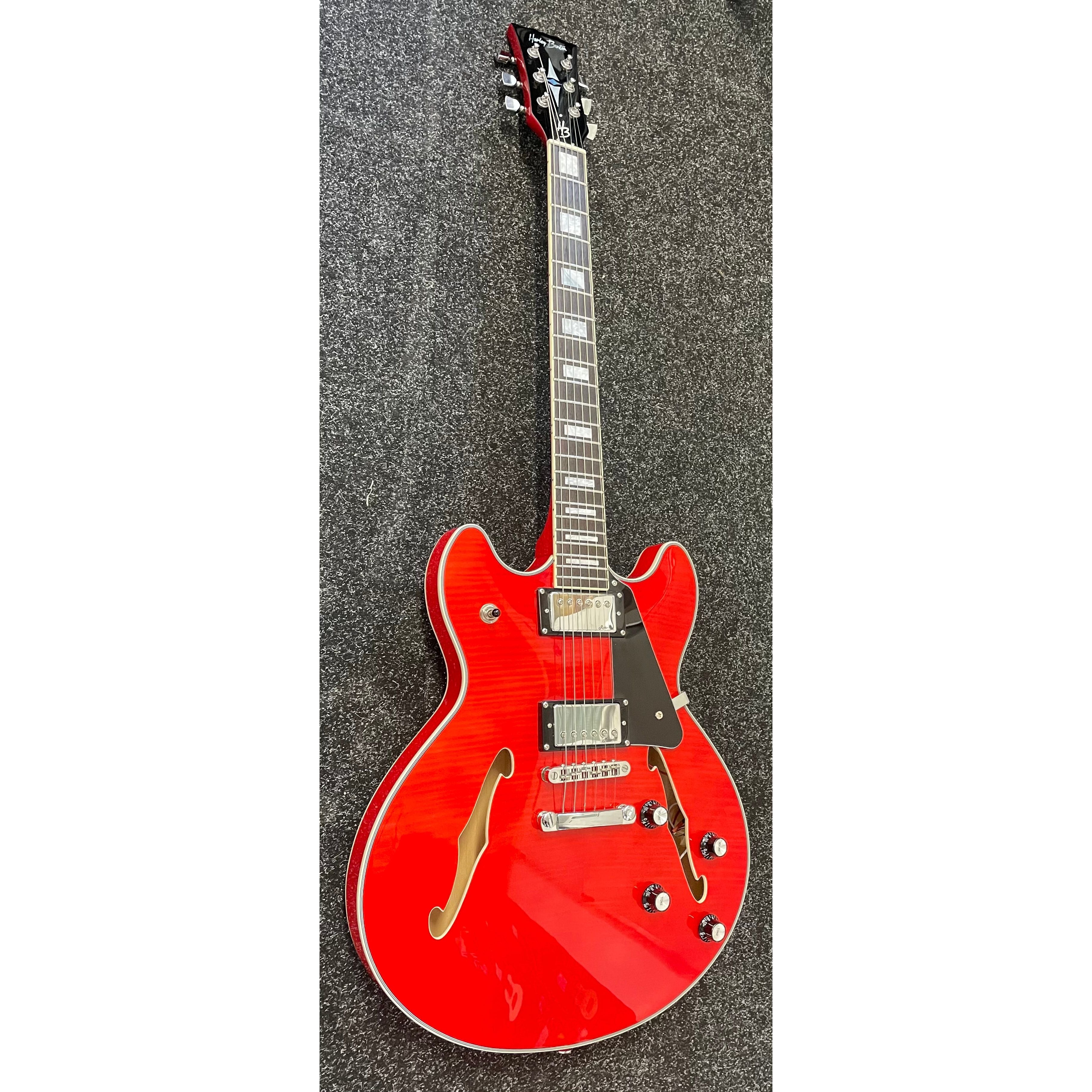 Harley Benton HB35 Plus Hollowbody Electric Guitar in Cherry with Hardcase Pre-Owned